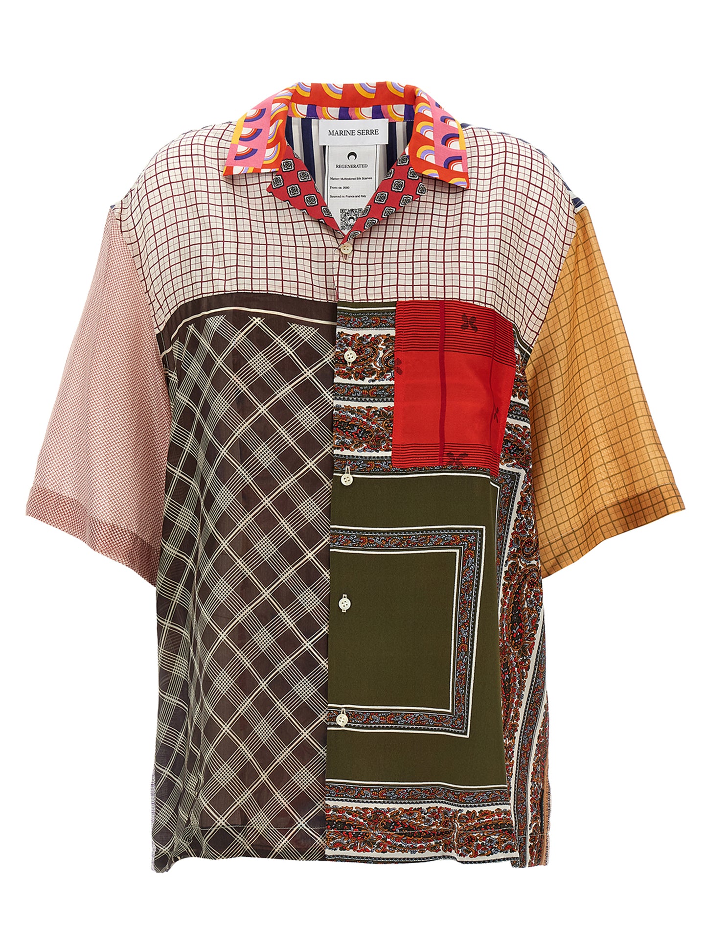 Marine Serre Women 'Regenerated Silk Scarves Bowling' Shirt MARINE SERRE