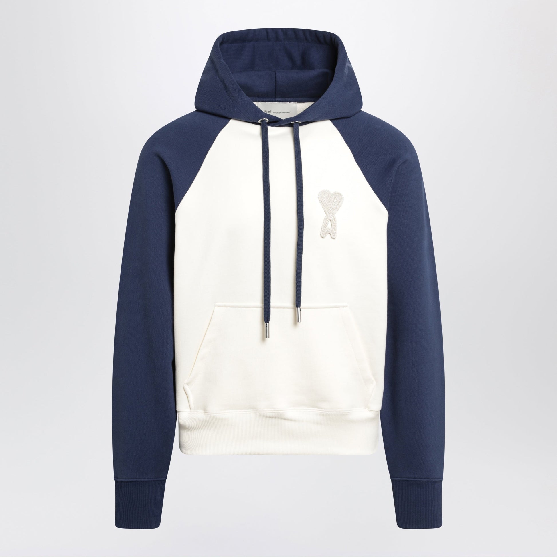 Ami Paris Ami De Coeur Hoodie In Cream/Blue Women AMI PARIS