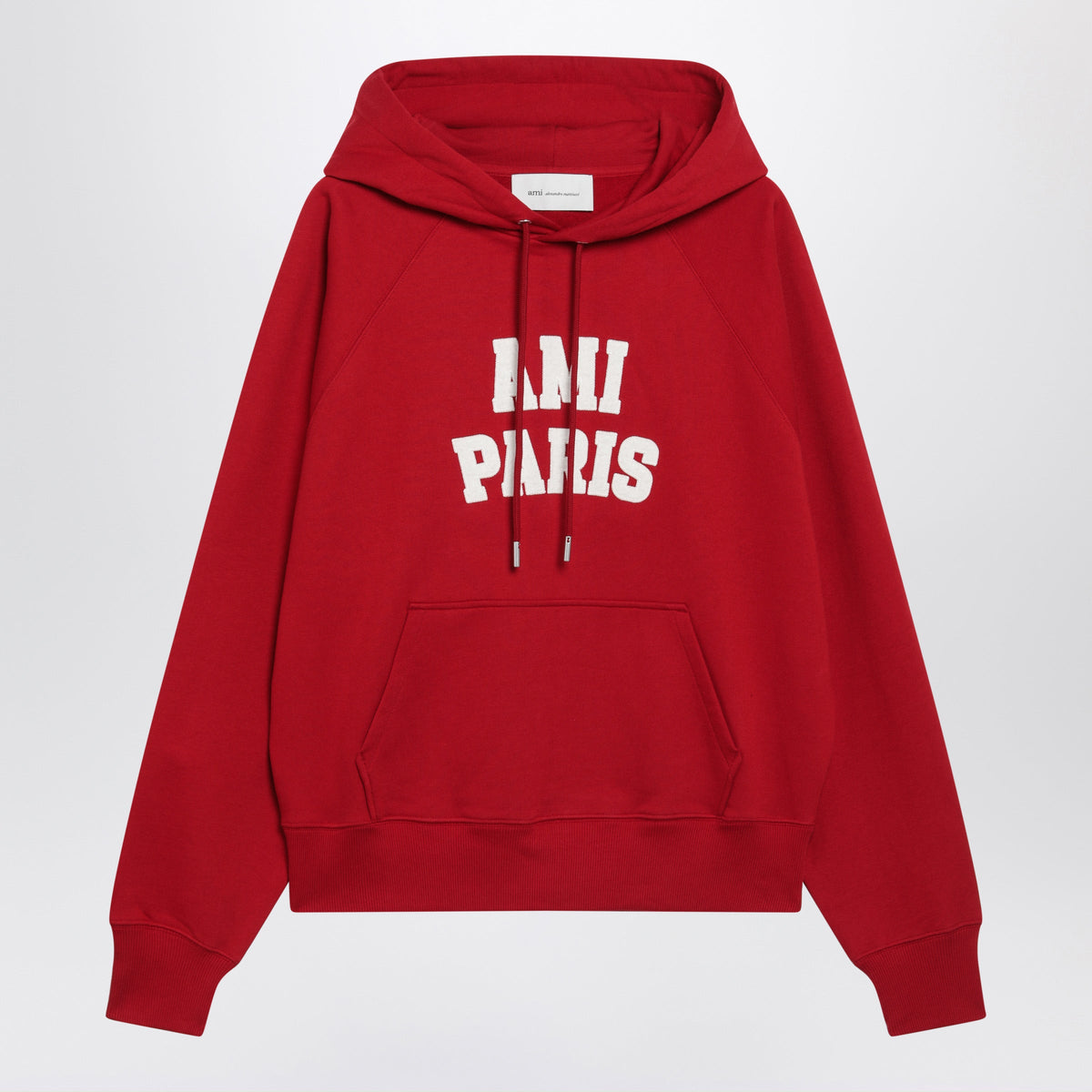 Ami Paris Red Cotton Hooded Sweatshirt Men AMI PARIS
