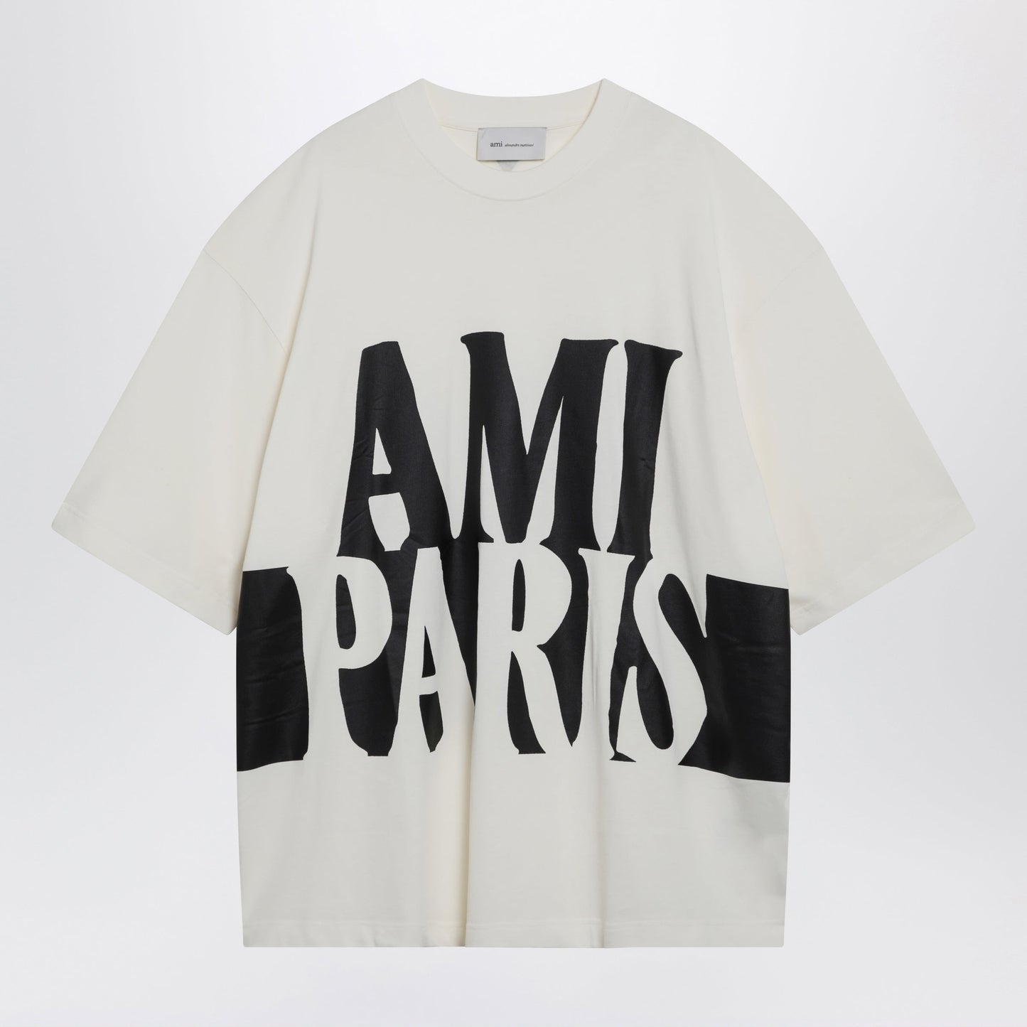 Ami Paris Cream White T-Shirt With Logo Print Men AMI PARIS