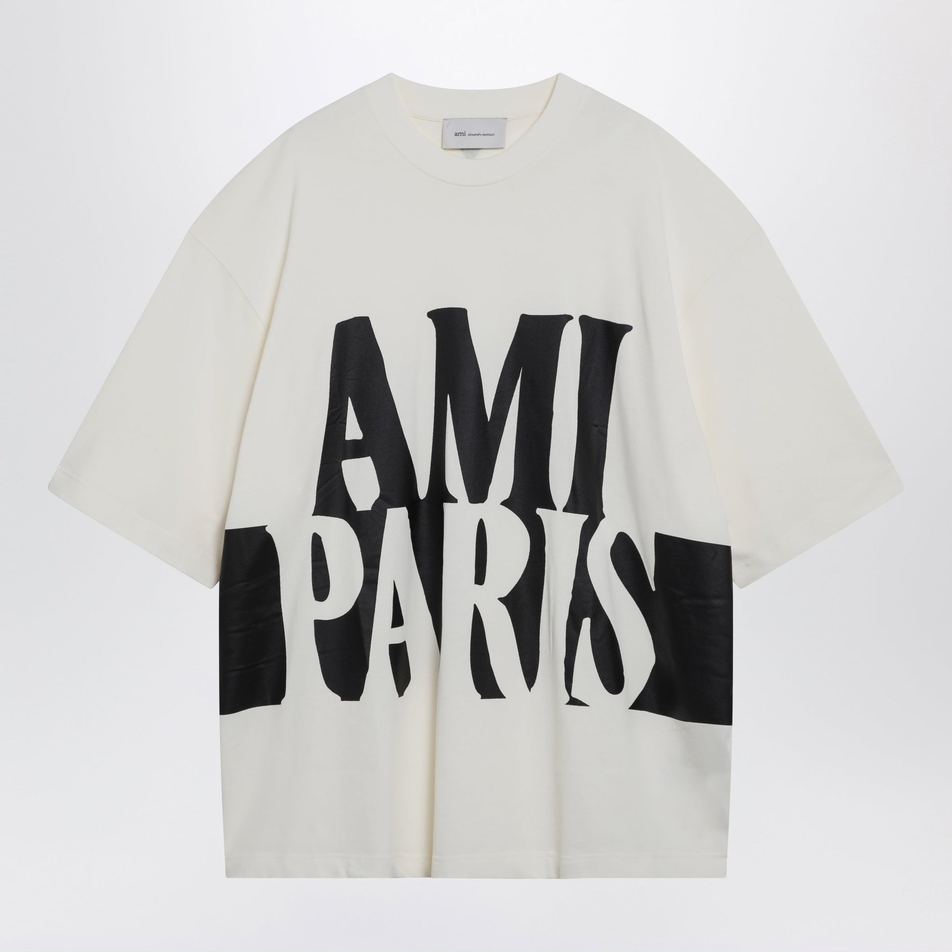 Ami Paris Cream White T-Shirt With Logo Print Men AMI PARIS