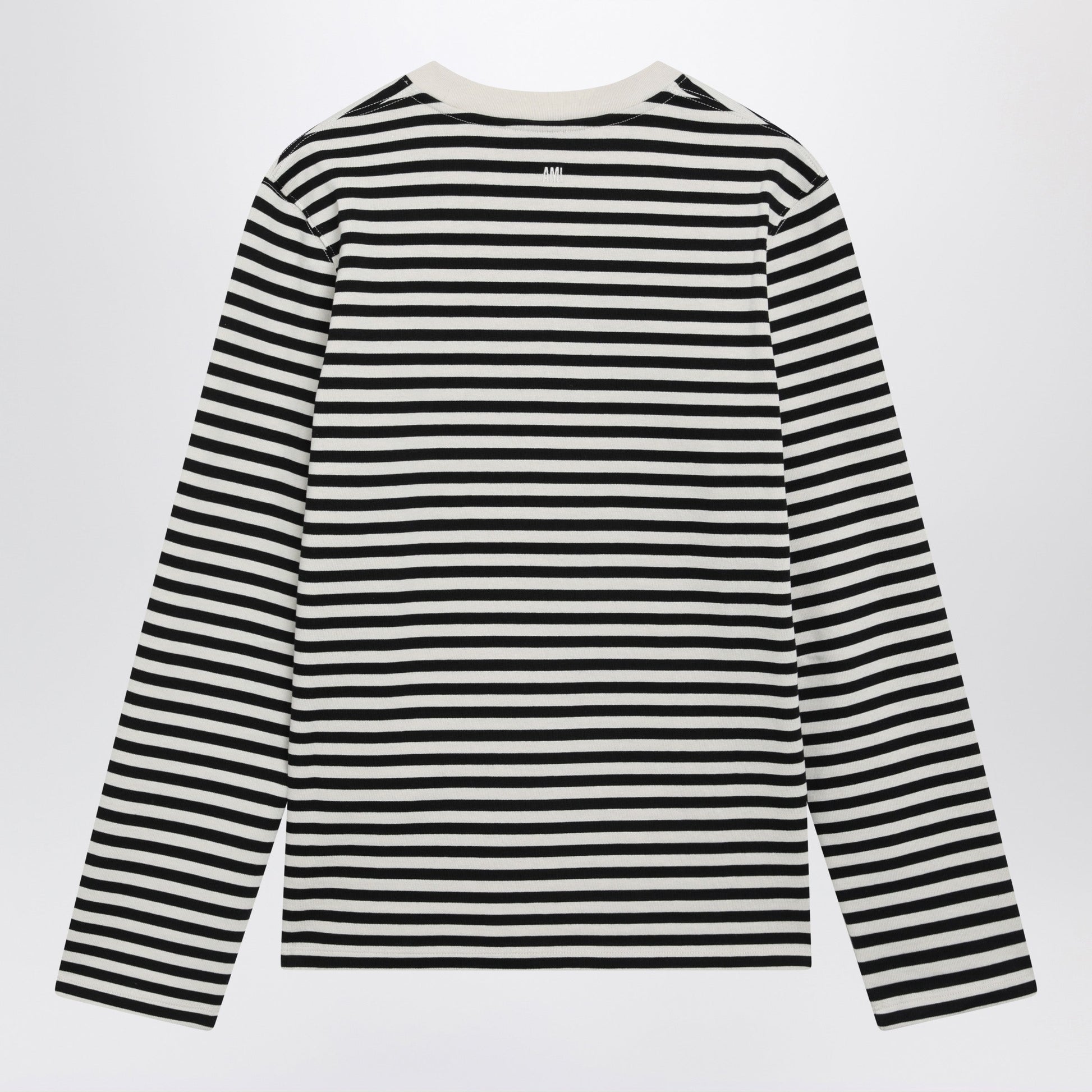 Ami Paris Black/Ivory Striped Ami De Coeur T-Shirt Women AMI PARIS