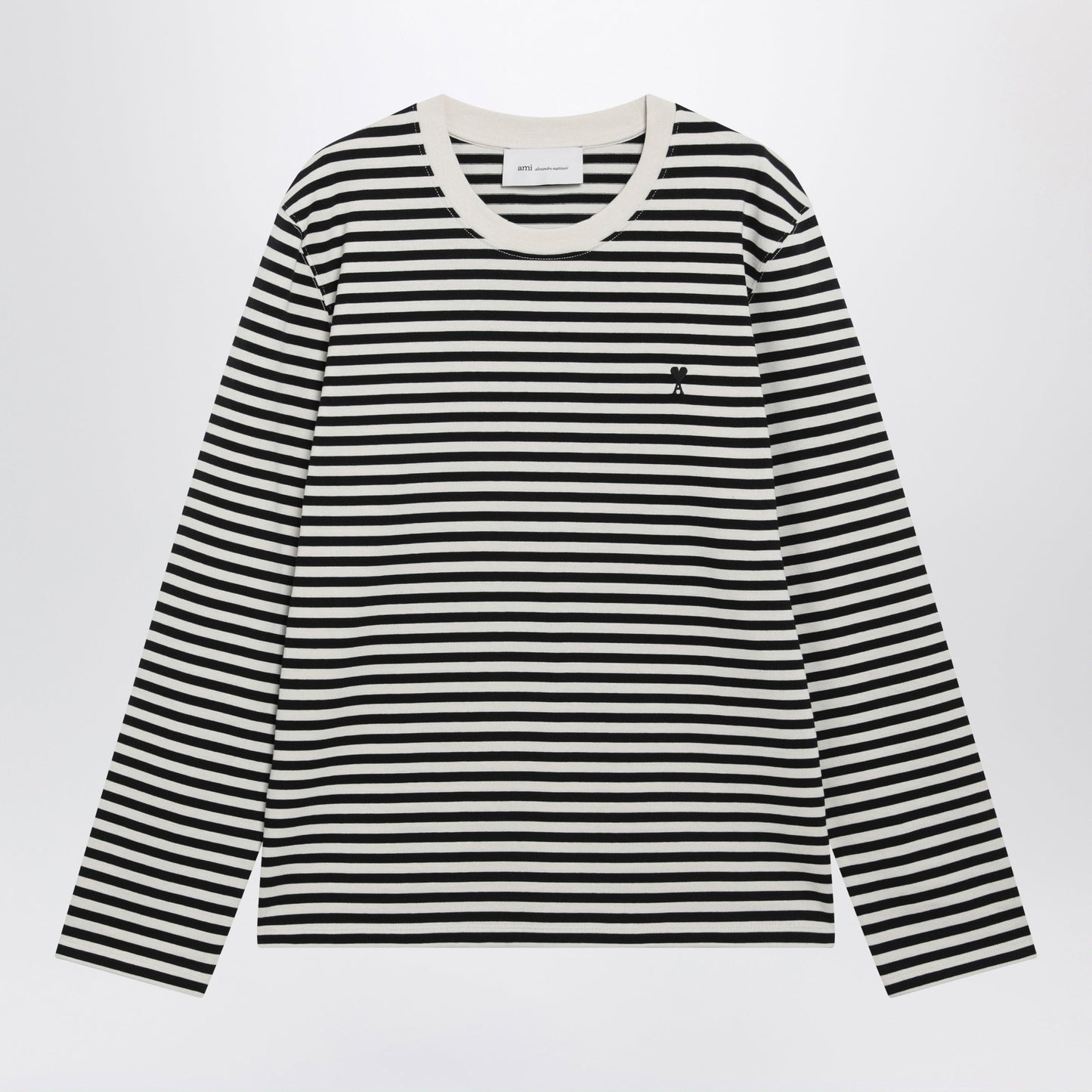 Ami Paris White/Ivory Striped Ami De Coeur Sweater In Cotton Men AMI PARIS