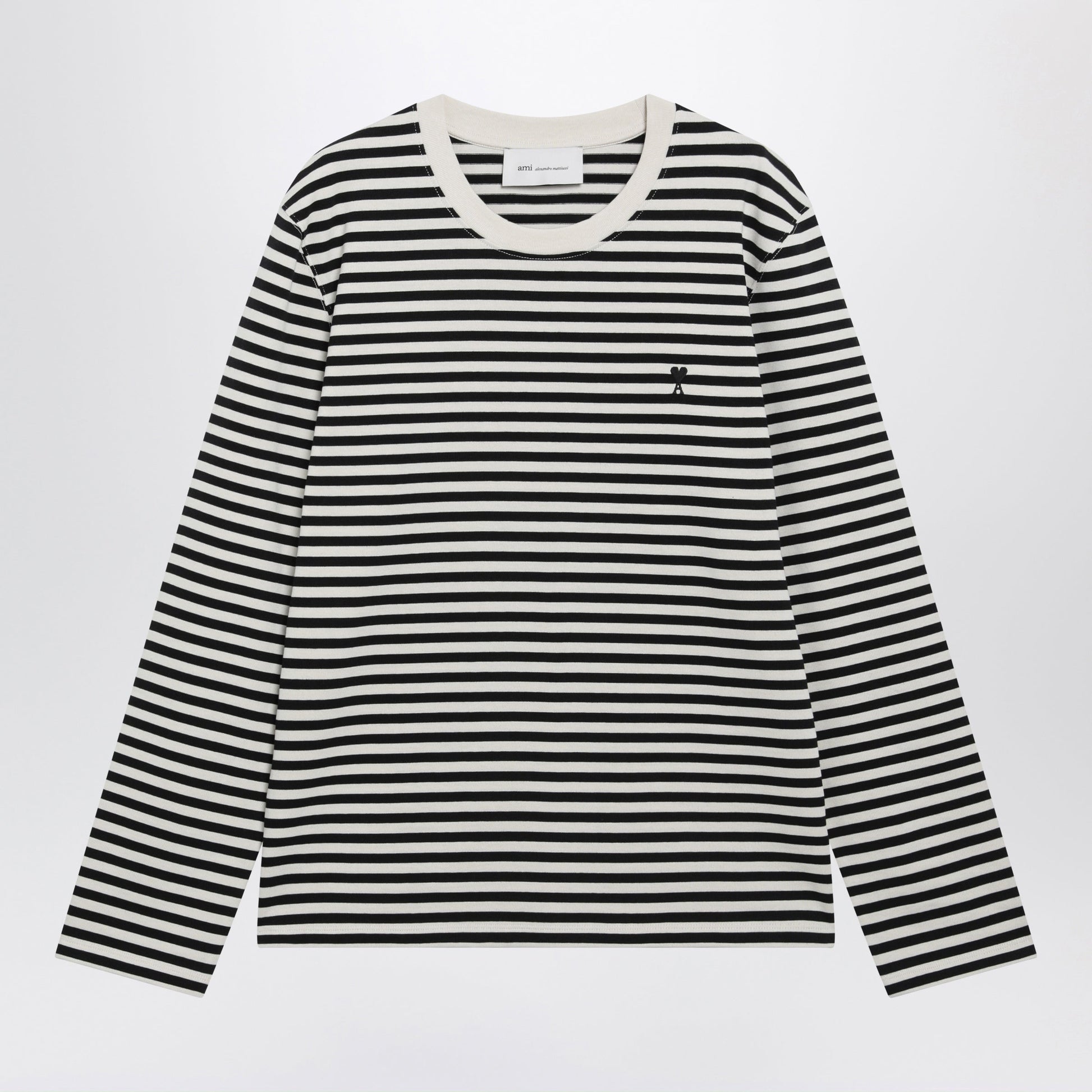 Ami Paris White/Ivory Striped Ami De Coeur Sweater In Cotton Men AMI PARIS