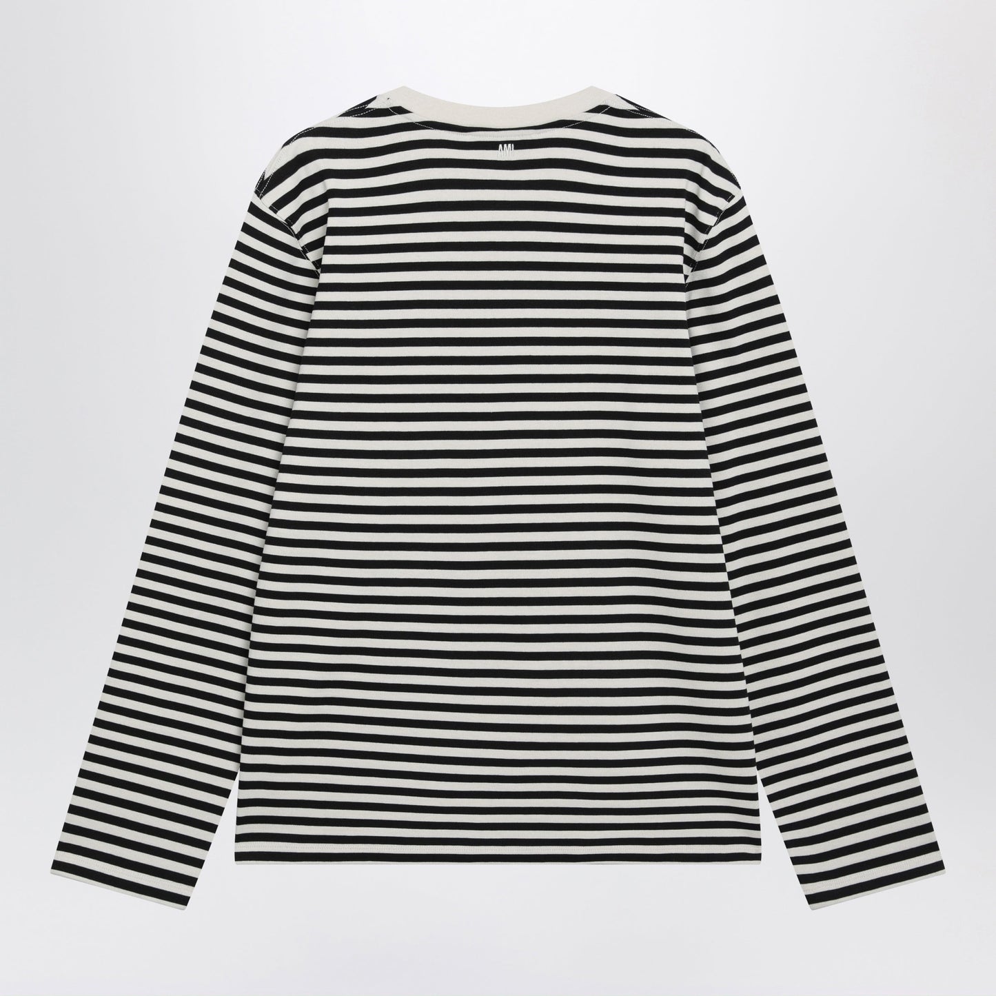 Ami Paris White/Ivory Striped Ami De Coeur Sweater In Cotton Men AMI PARIS