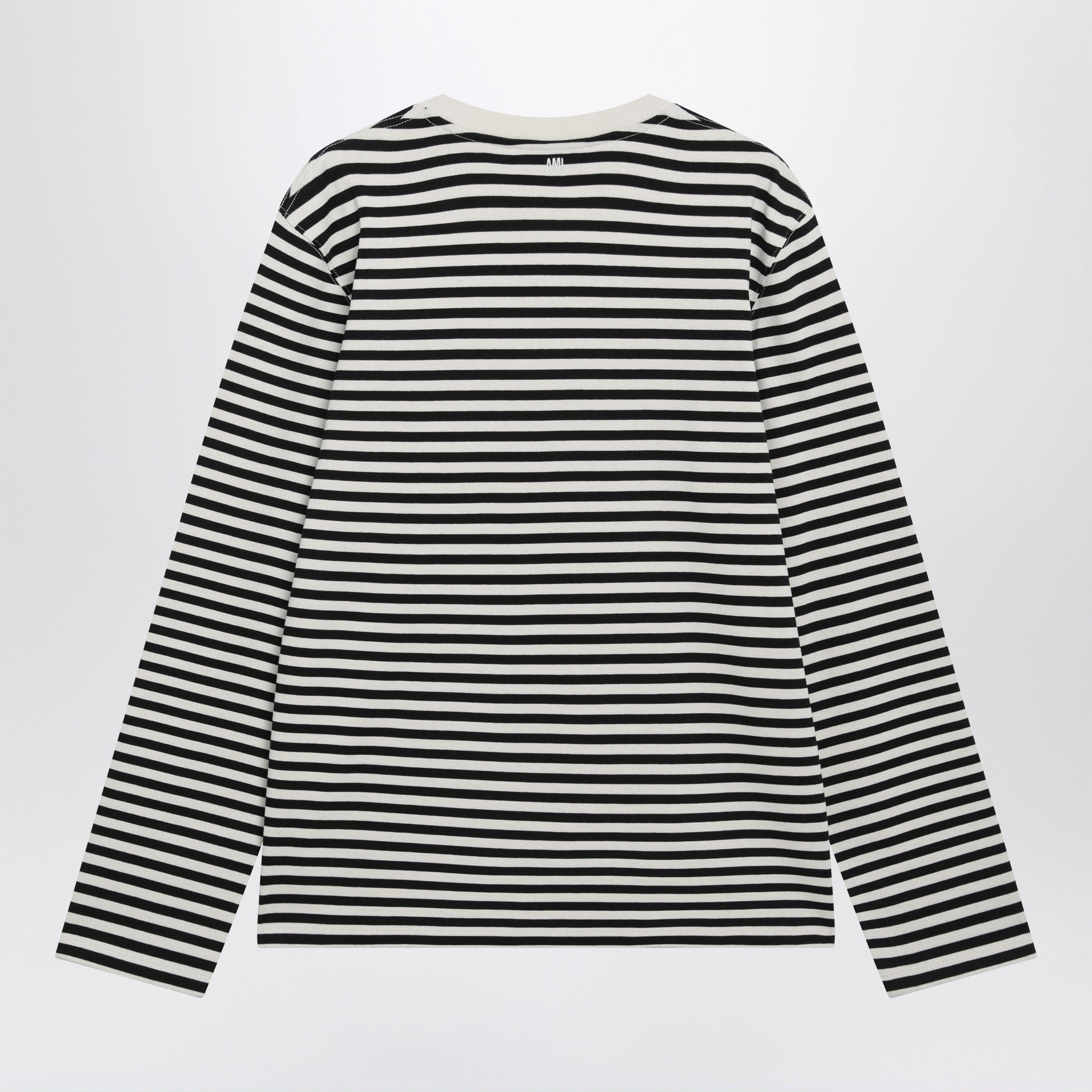 Ami Paris White/Ivory Striped Ami De Coeur Sweater In Cotton Men AMI PARIS