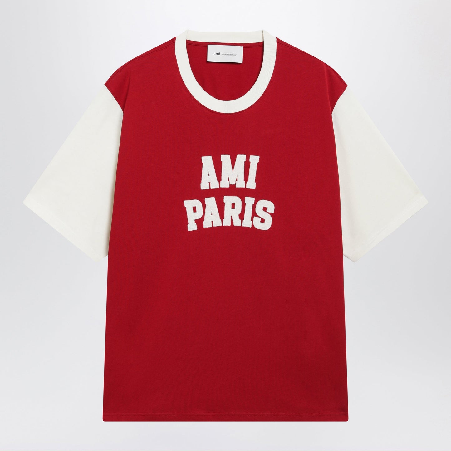 Ami Paris Ruby Red T-Shirt With Logo Embroidery Men AMI PARIS