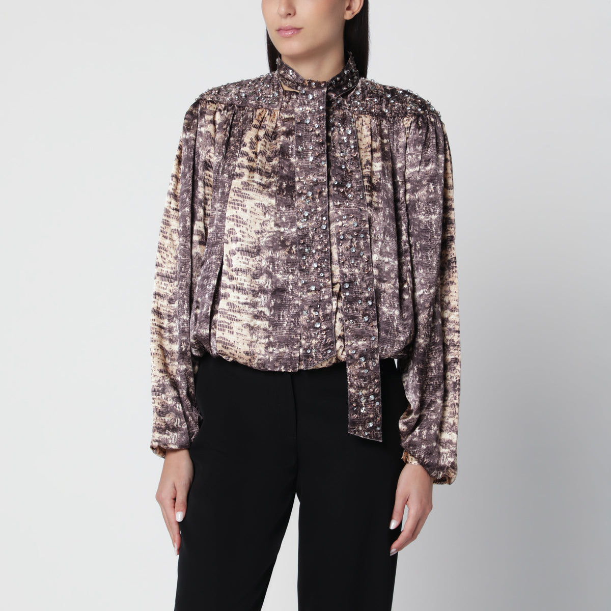 Isabel Marant Beige Laraya Blouse In Silk With Python Print Women ISABEL MARANT