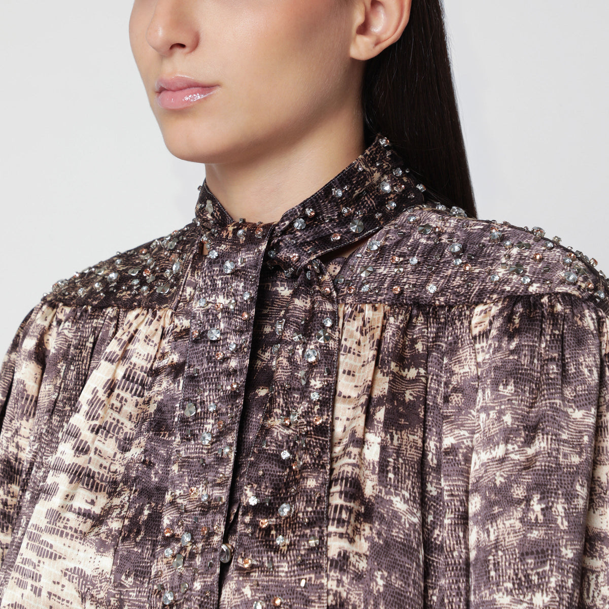Isabel Marant Beige Laraya Blouse In Silk With Python Print Women ISABEL MARANT