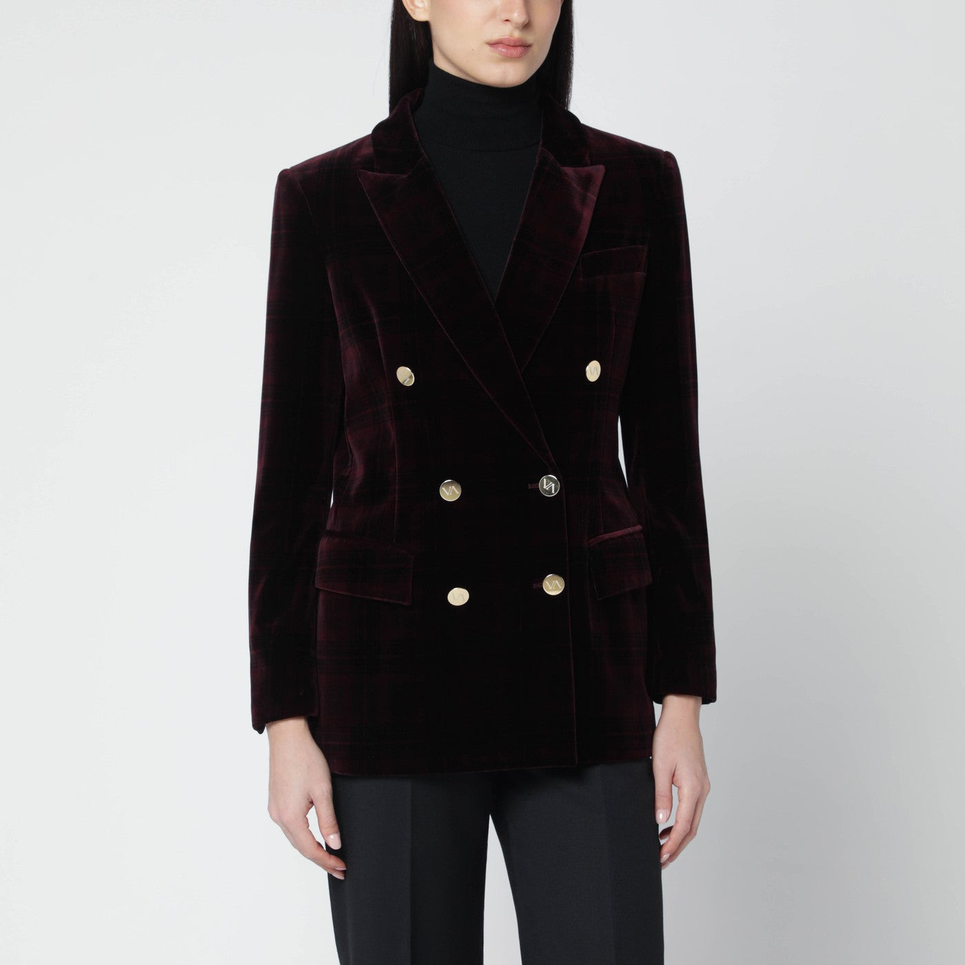 Vitovi Bordeaux Velvet Double-Breasted Jacket Women VItoVI