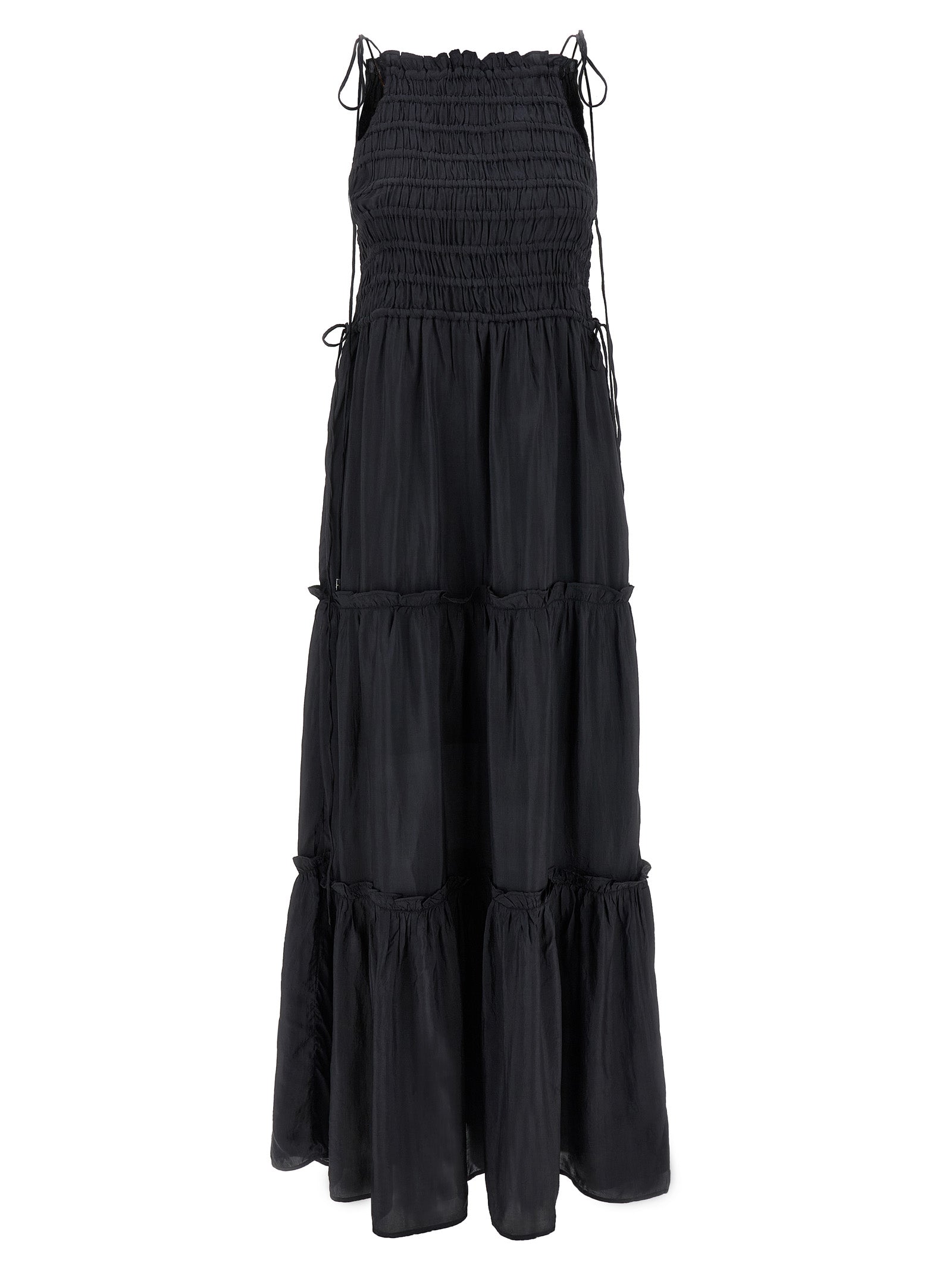 Ganni Women 'Black Smock Tie' Dress GANNI