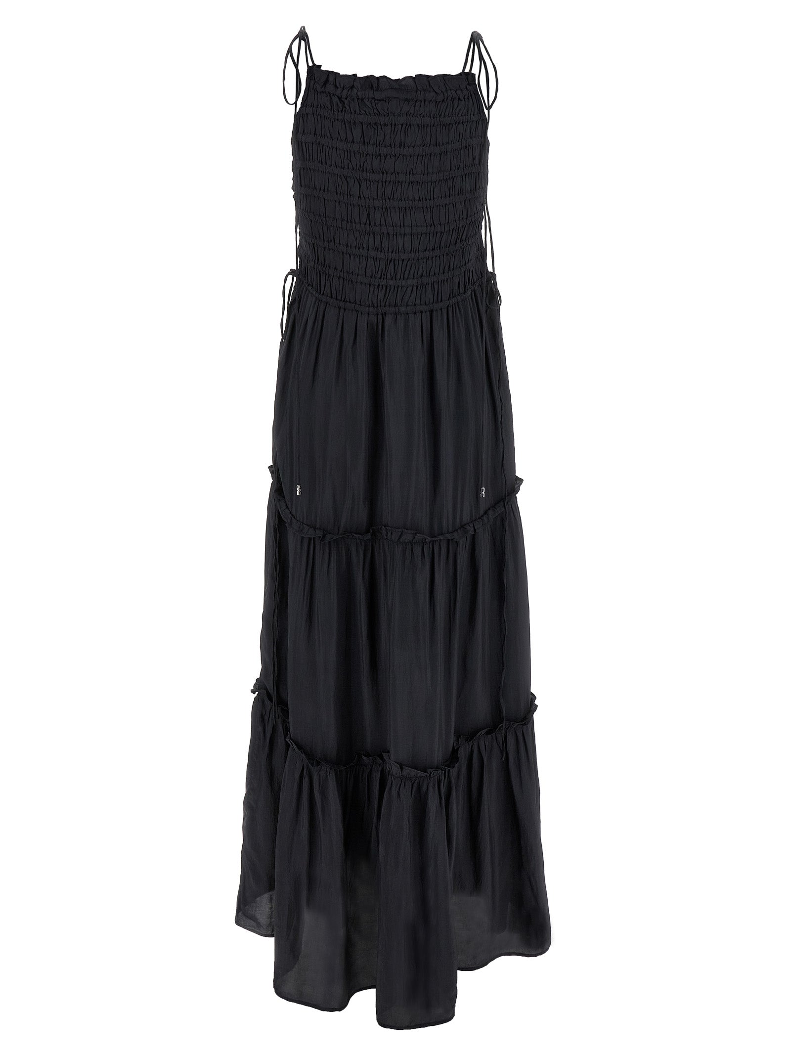 Ganni Women 'Black Smock Tie' Dress GANNI