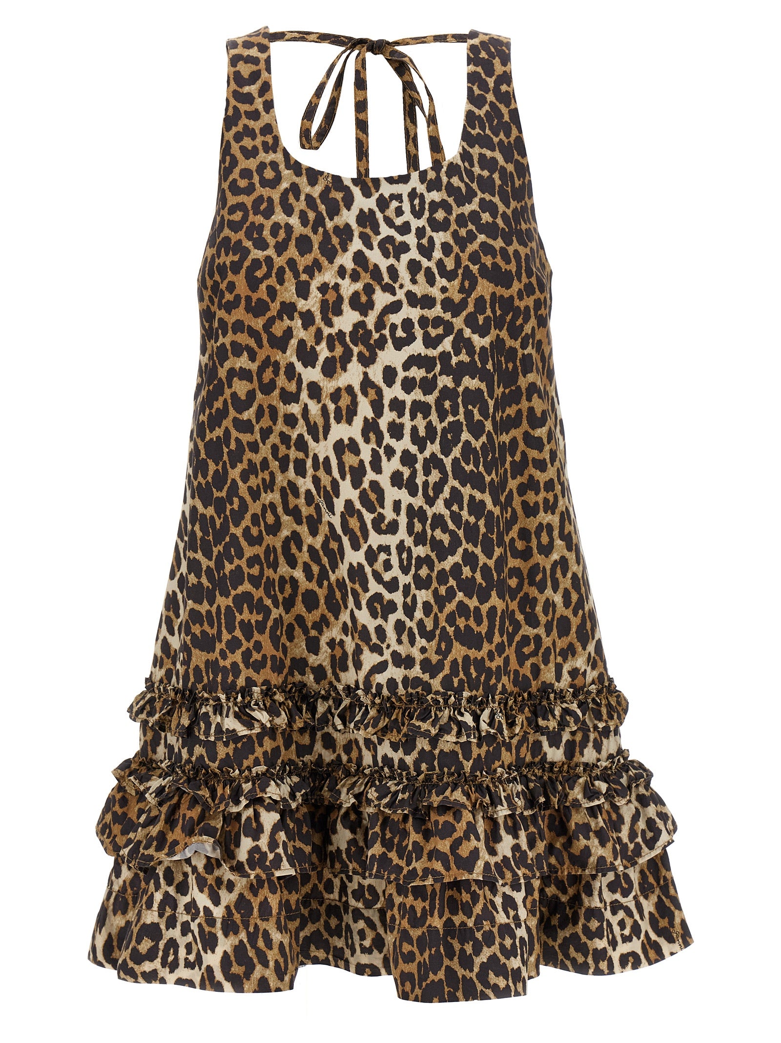 Ganni Women 'Leopard Cotton Poplin Mini' Dress GANNI