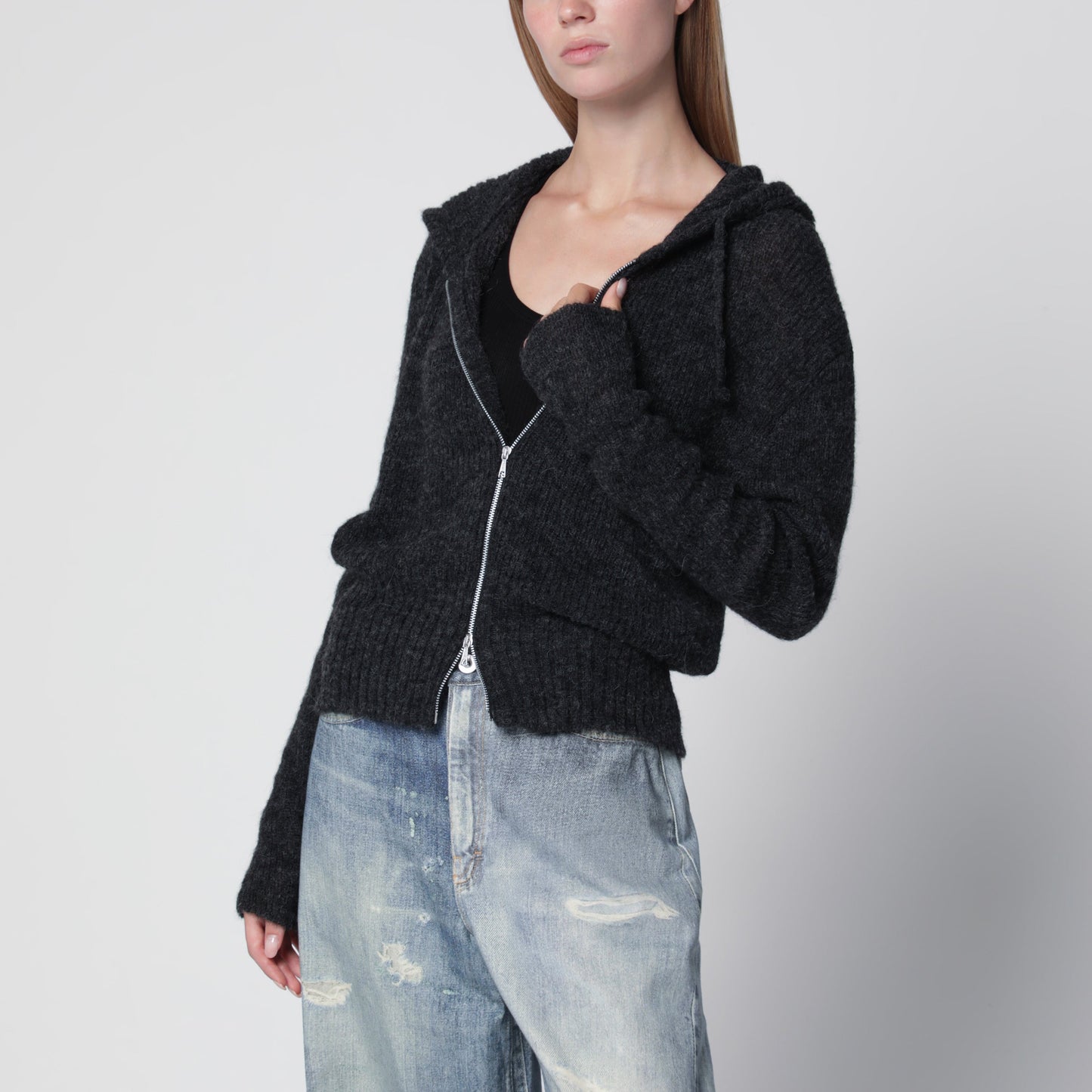 Our Legacy Grey Alpaca-Blend Sweatshirt Cardigan Women OUR LEGACY