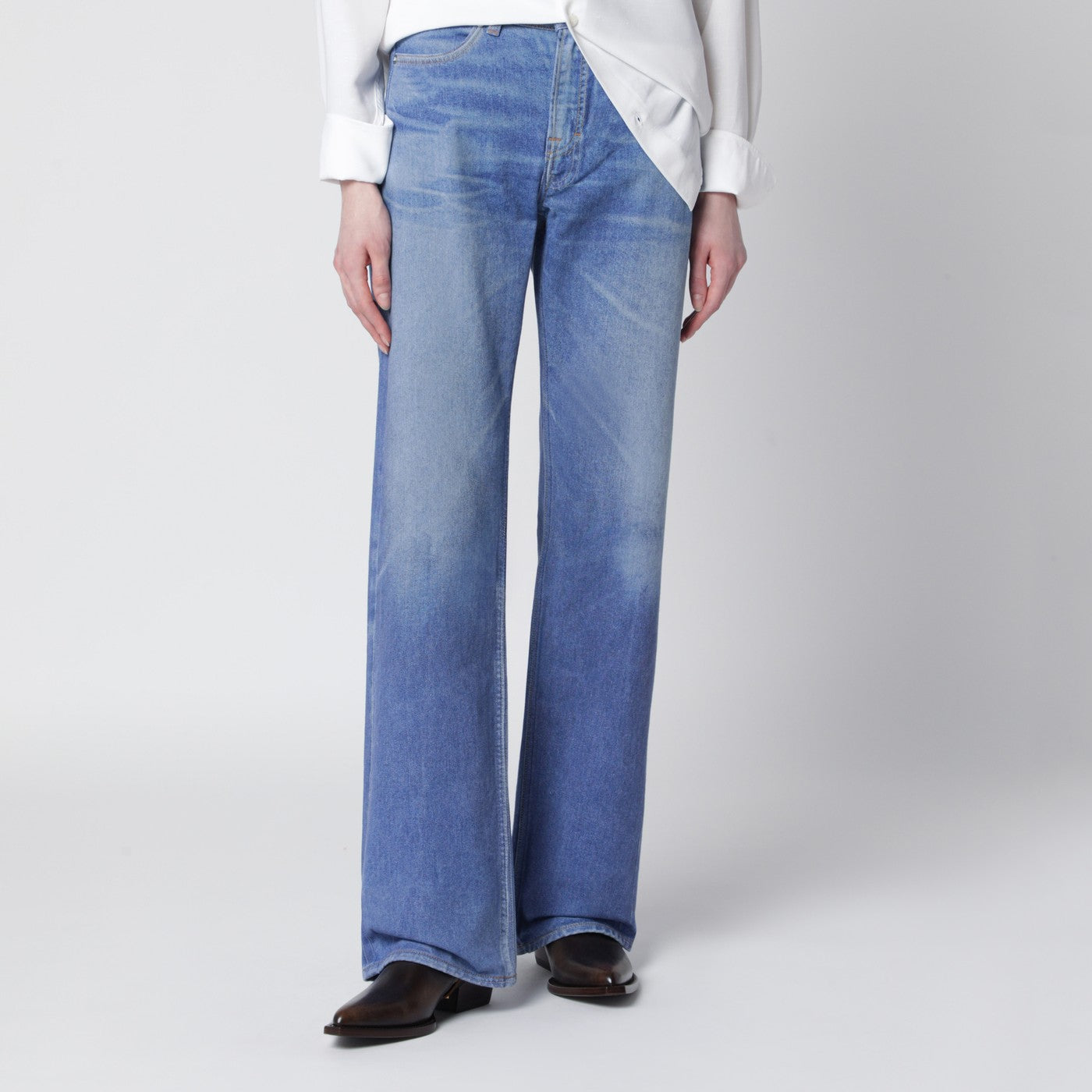Our Legacy Wata Cut Jeans With Aurora Blue Digital Print Women OUR LEGACY