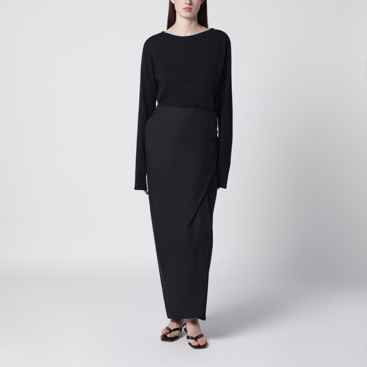Our Legacy Twisted Jersey Dress In Void Black Clean Women OUR LEGACY