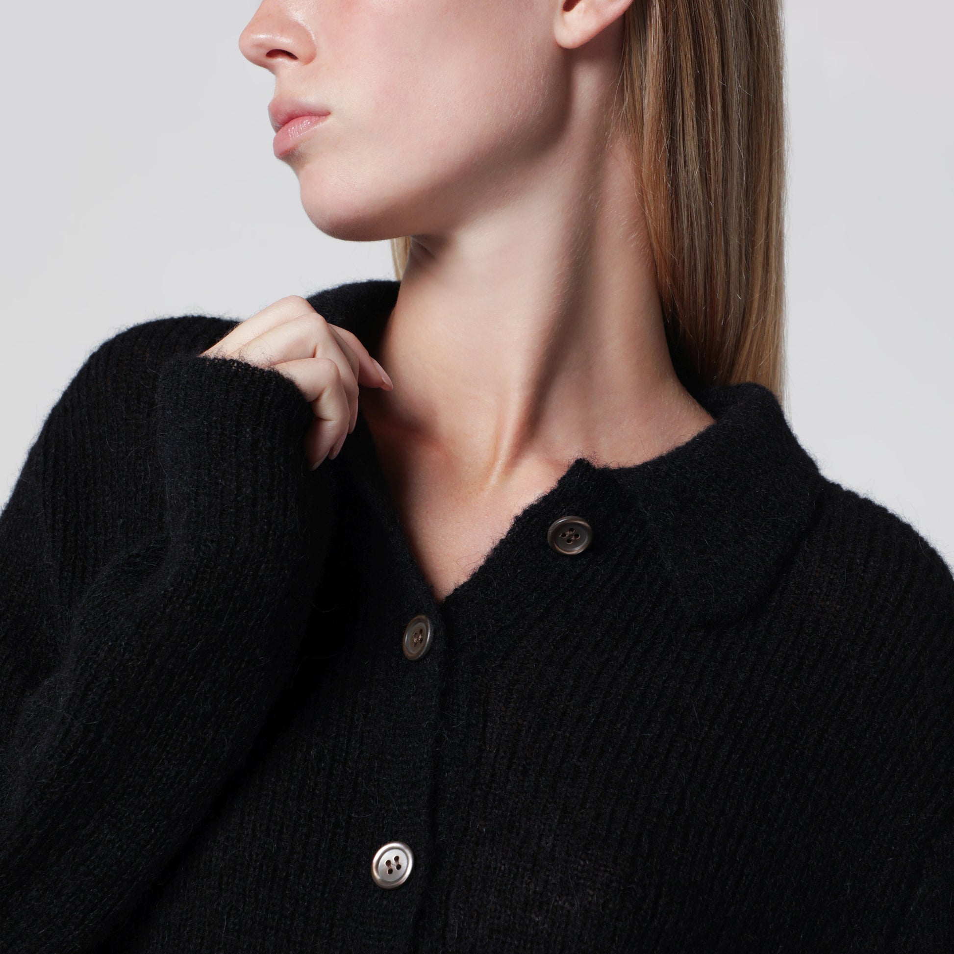Our Legacy Black Alpaca-Blend Polo Cardigan Women OUR LEGACY