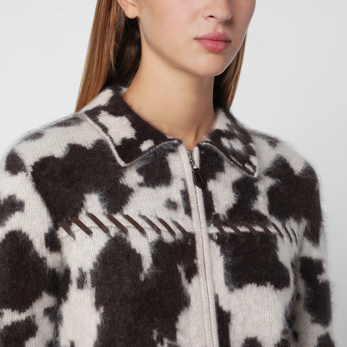 Guest In Residence Cashmere Zip-Up Jacket With Cow Print Women GUEST IN RESIDENCE