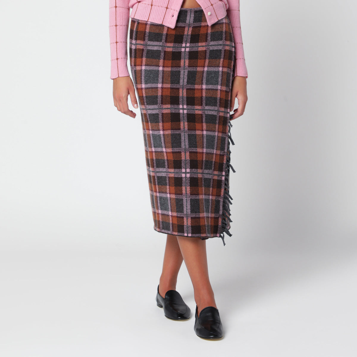 Guest In Residence Check-Patterned Wrap Midi Skirt Women GUEST IN RESIDENCE