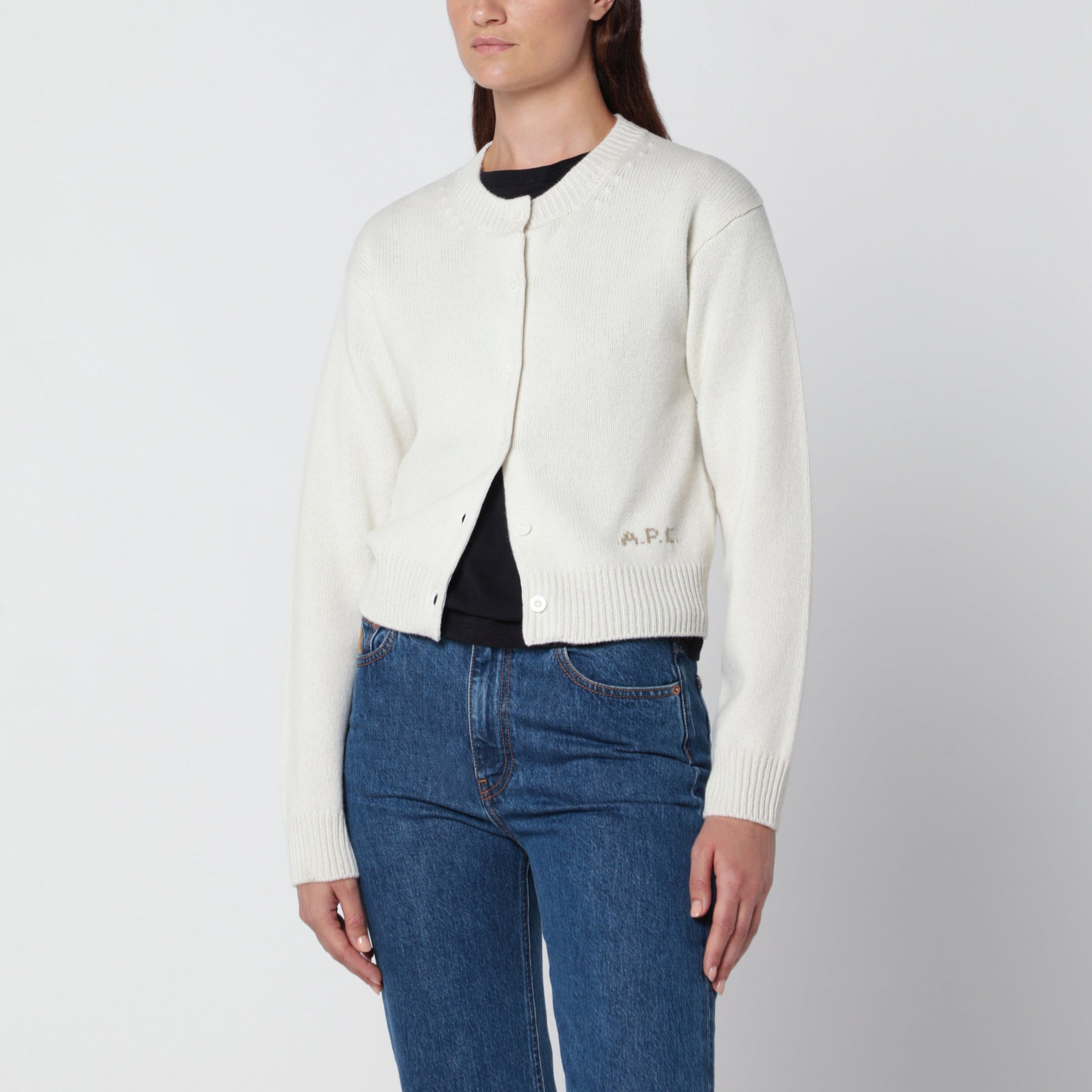 A.P.C. Short Ecru Wool Cardigan Women A.P.C.