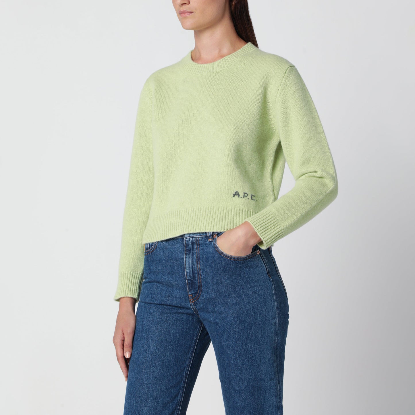 A.P.C. Crew-Neck Sweater Lime Green In Wool Women A.P.C.