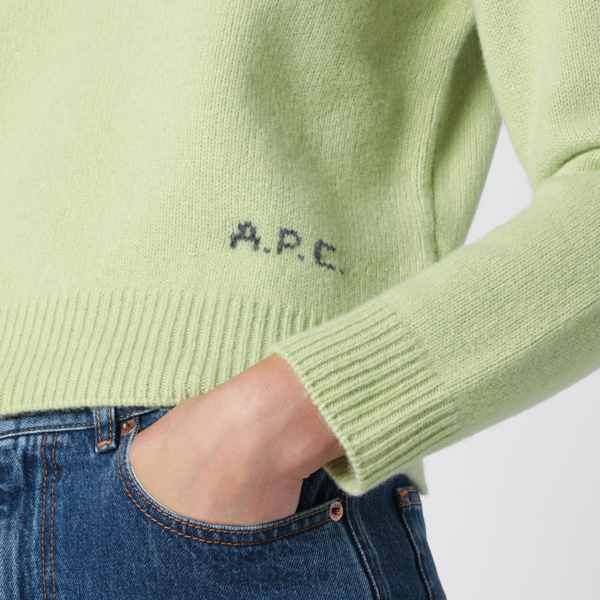 A.P.C. Crew-Neck Sweater Lime Green In Wool Women A.P.C.