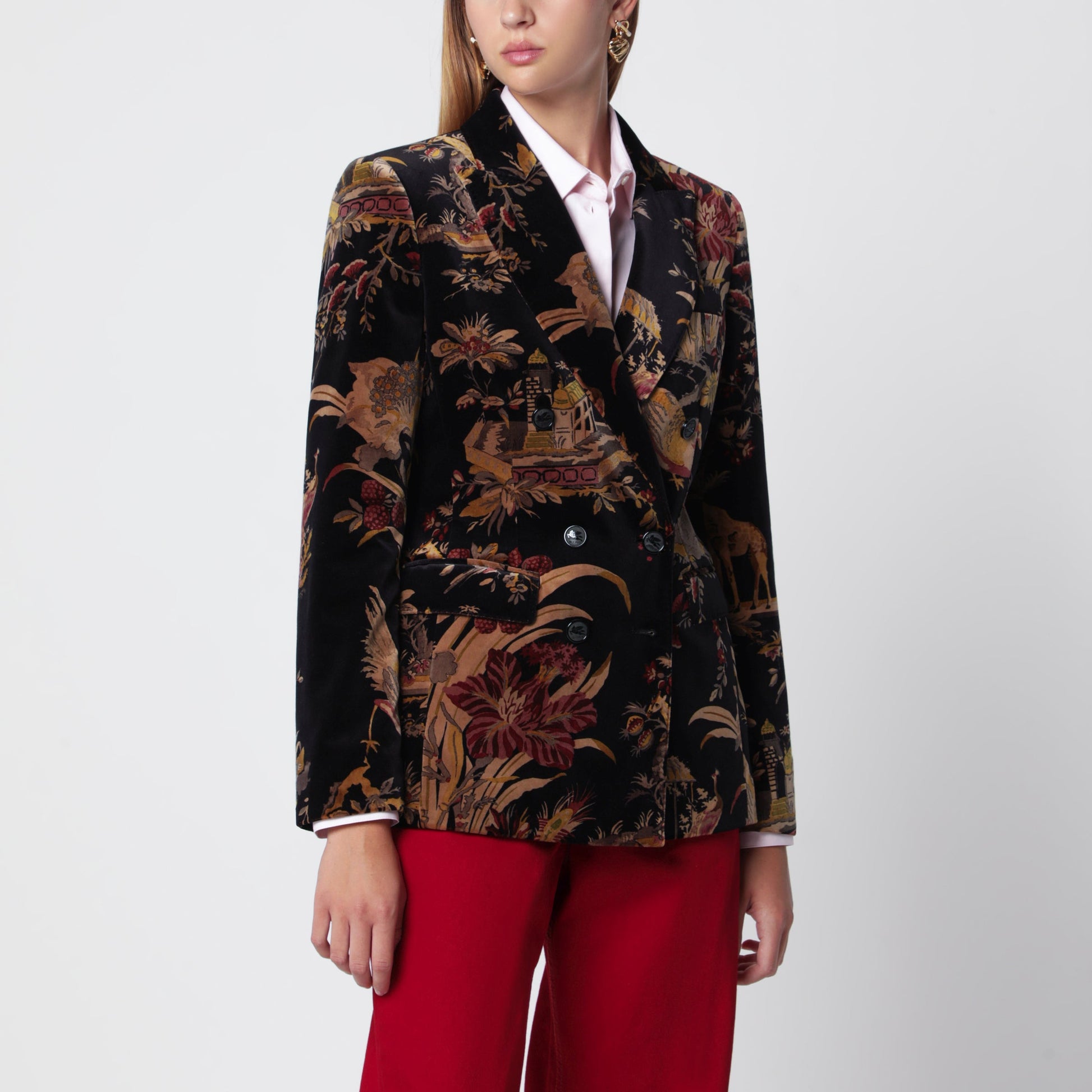 Etro Printed Double-Breasted Velvet Jacket Women ETRO