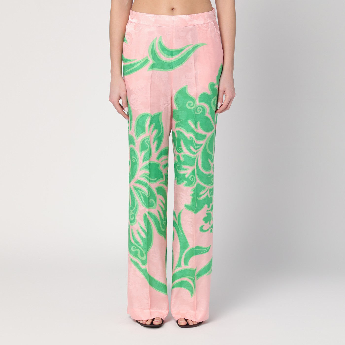 Etro Wide Printed Trousers In Silk Blend Women ETRO