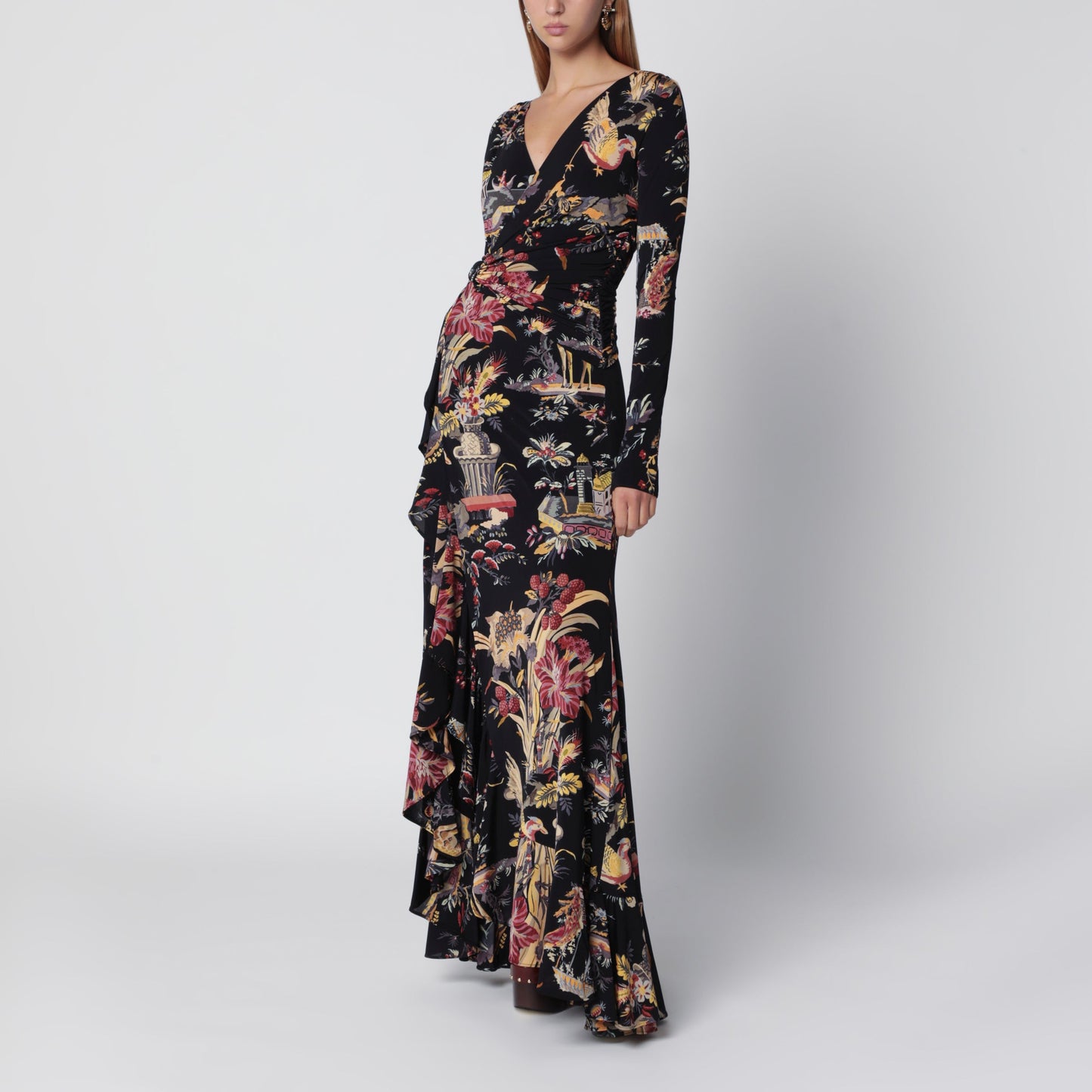 Etro Printed Wrap Jersey Maxi Dress Women ETRO