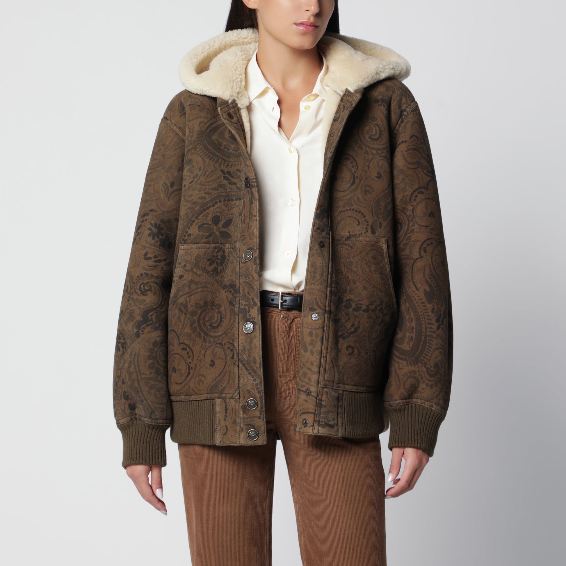 Etro Leather Jacket With Paisley Print Women ETRO