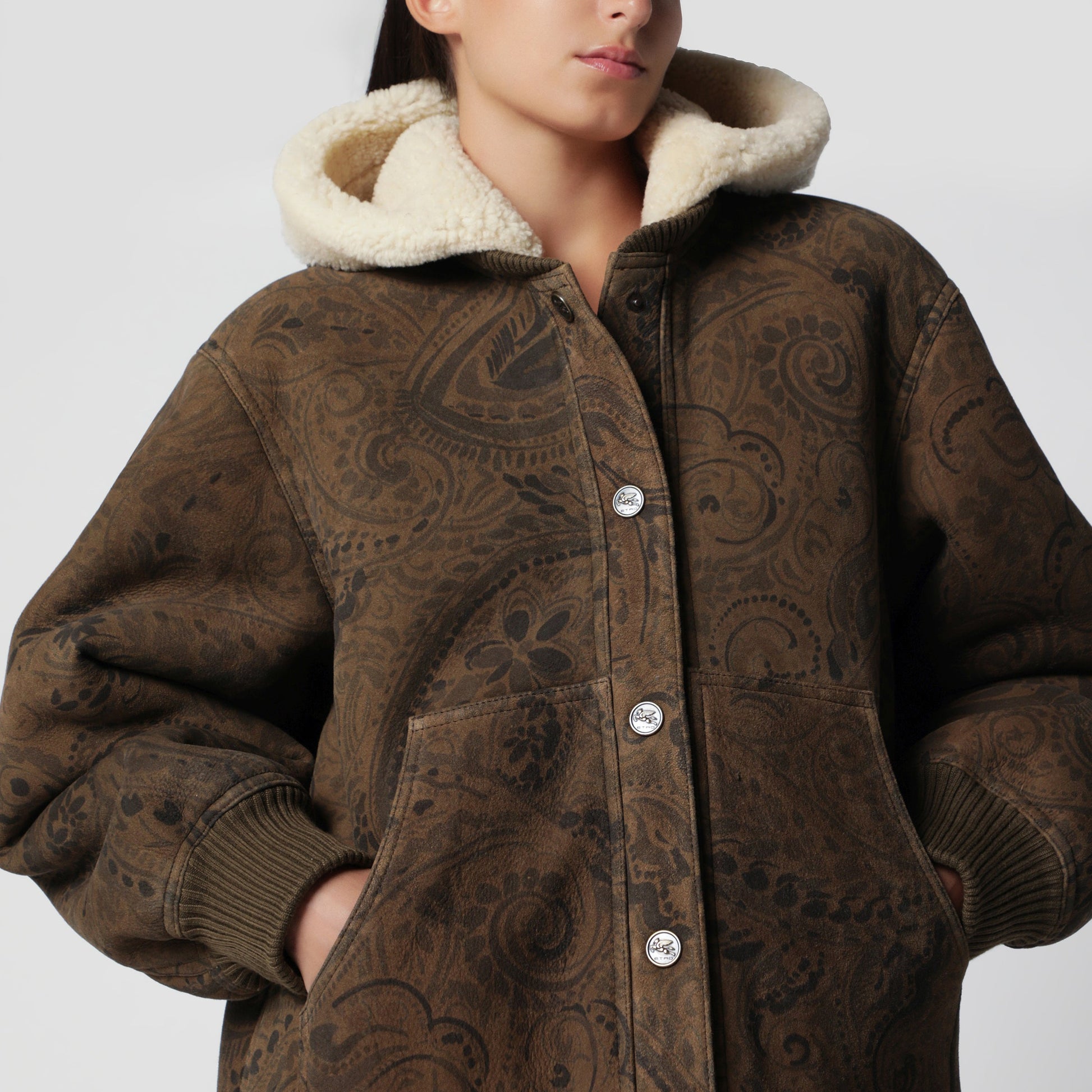 Etro Leather Jacket With Paisley Print Women ETRO