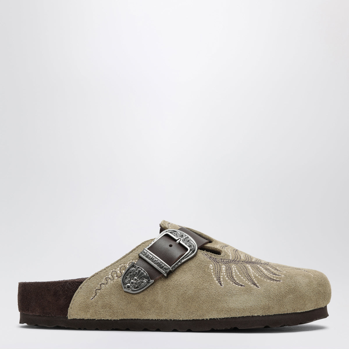 Etro Boston Light Beige Embroidered Suede Clog Women ETRO