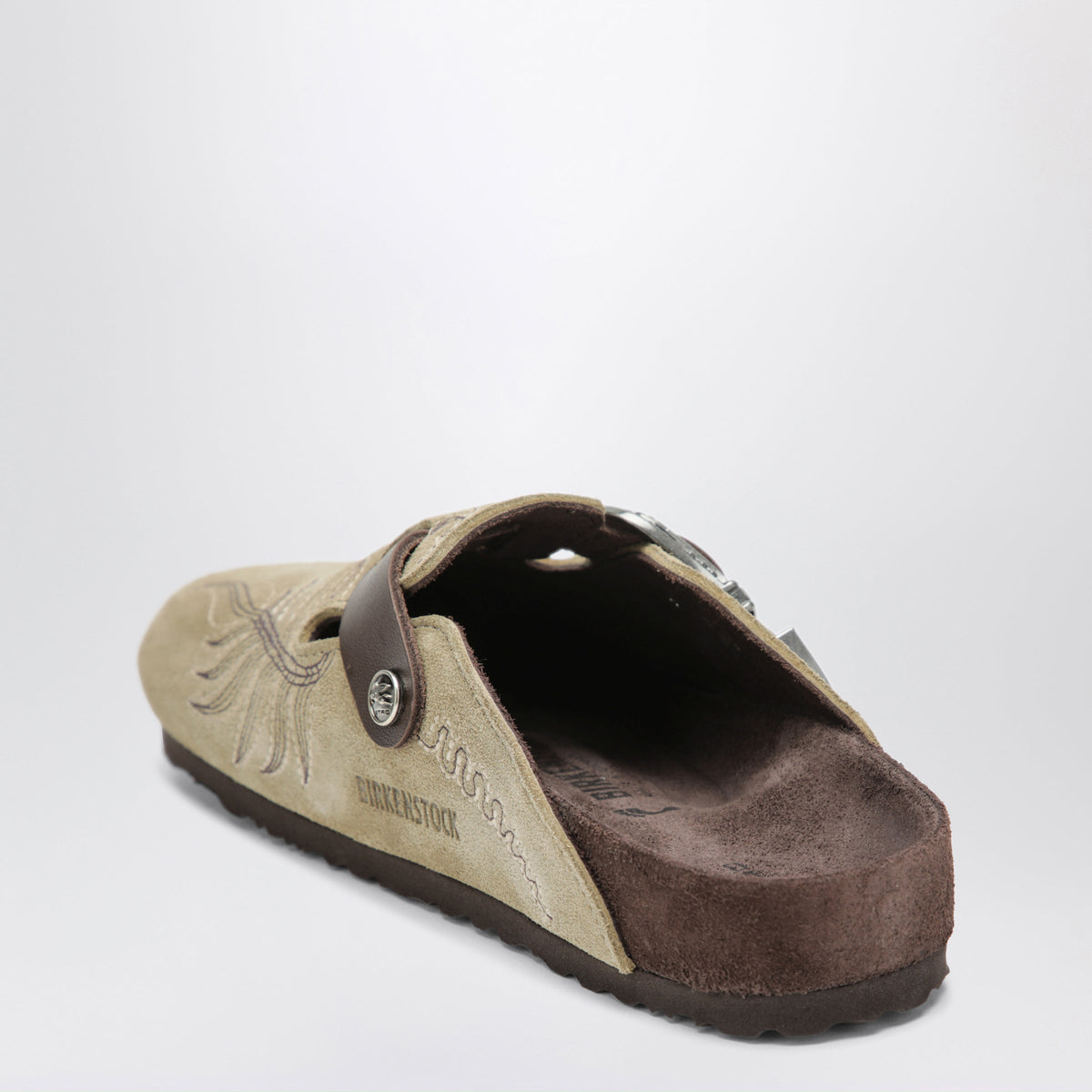Etro Boston Light Beige Embroidered Suede Clog Women ETRO