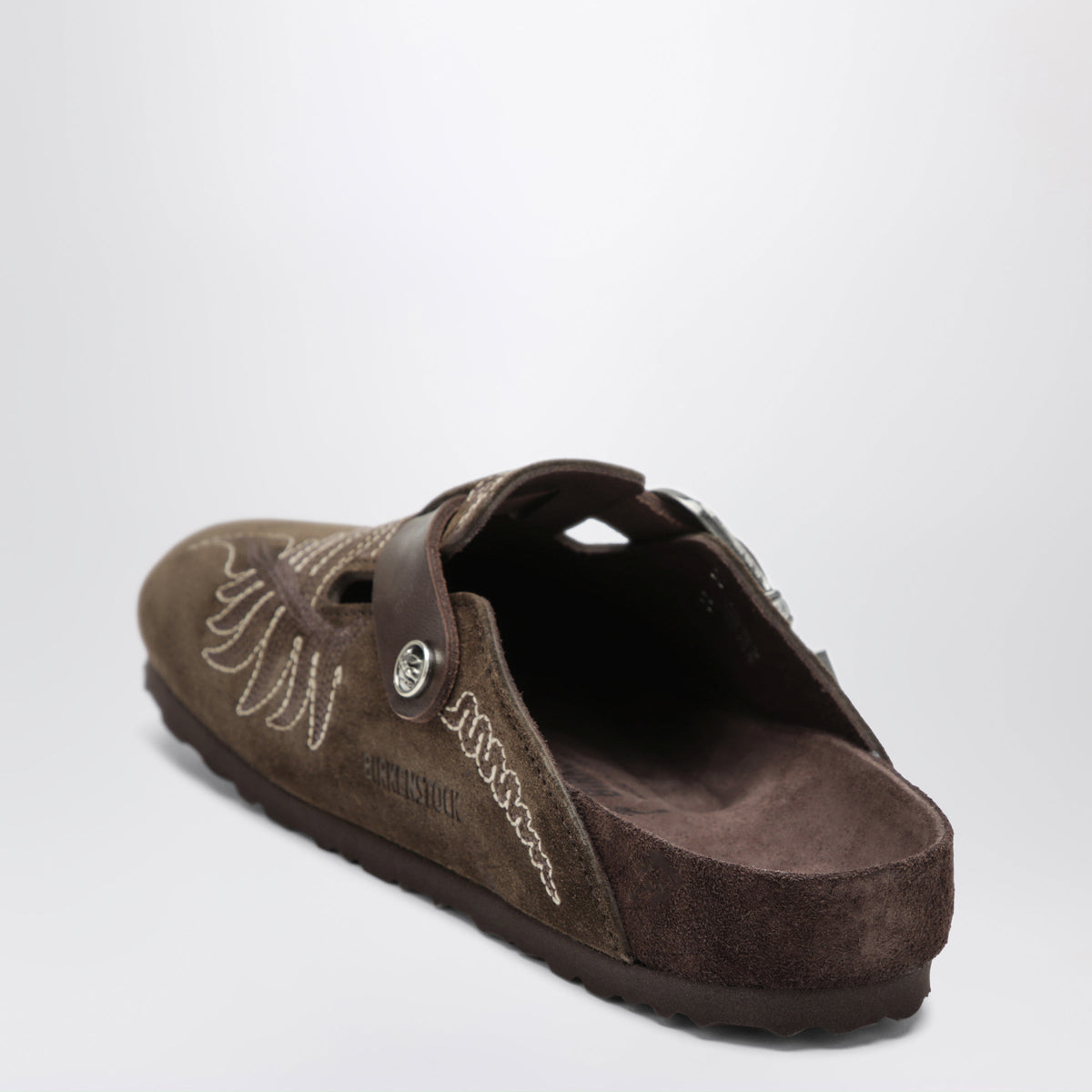 Etro Boston Brown Embroidered Suede Sabot Women ETRO