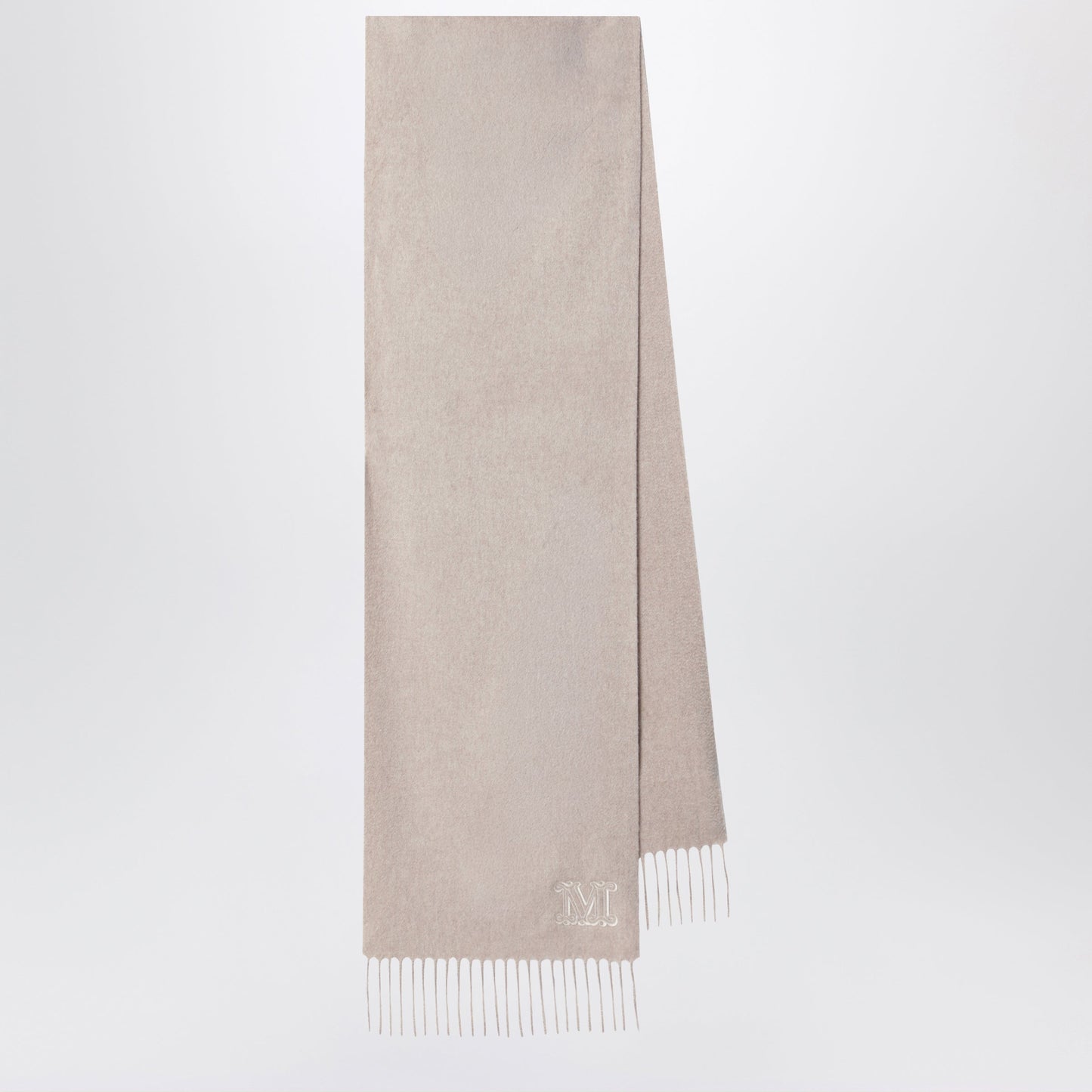 Max Mara Sand-Colored Cashmere Scarf With Embroidered Logo Women MAX MARA