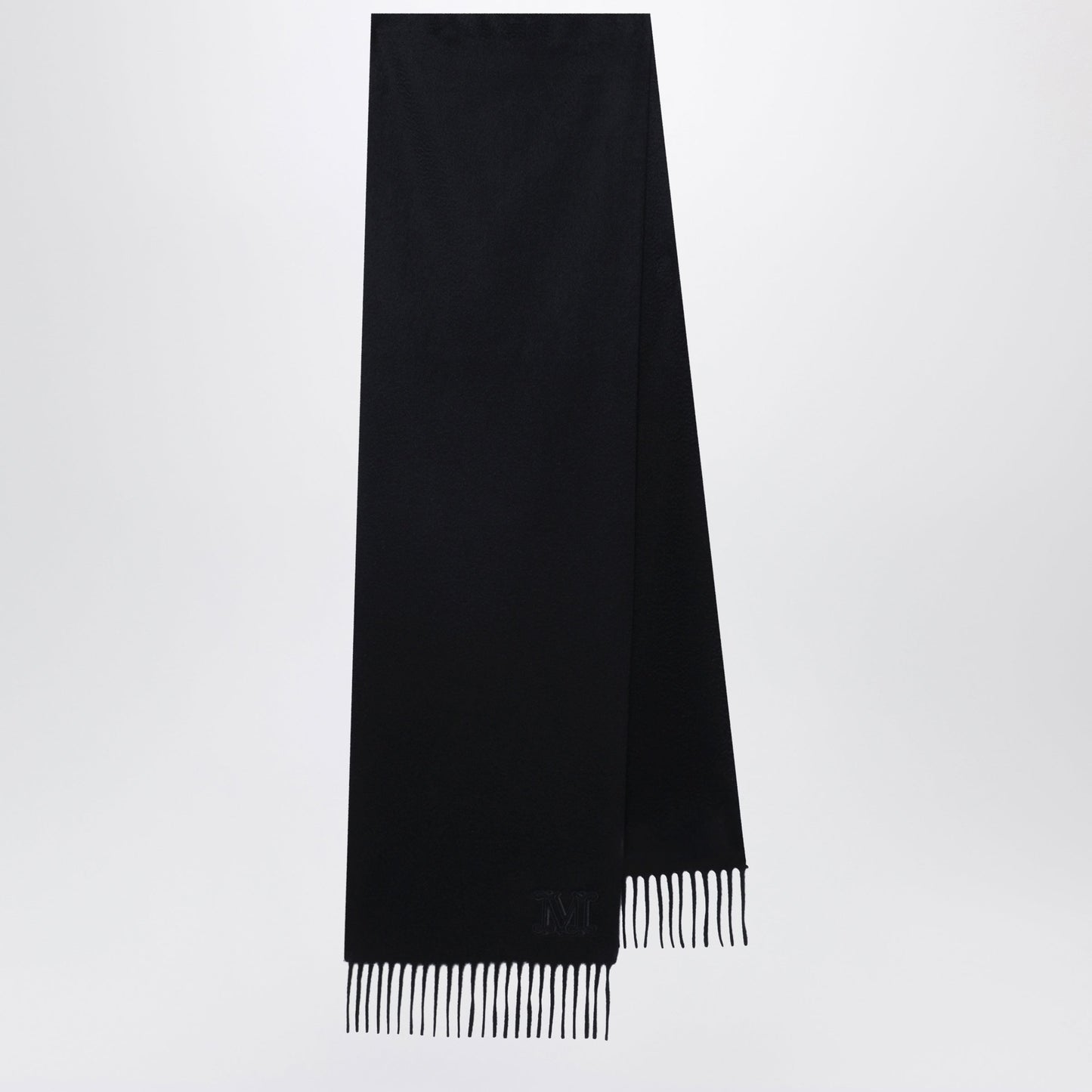 Max Mara Cashmere Stole With Monogram Embroidery In Black Women