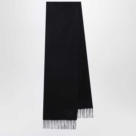 Max Mara Cashmere Stole With Monogram Embroidery In Black Women