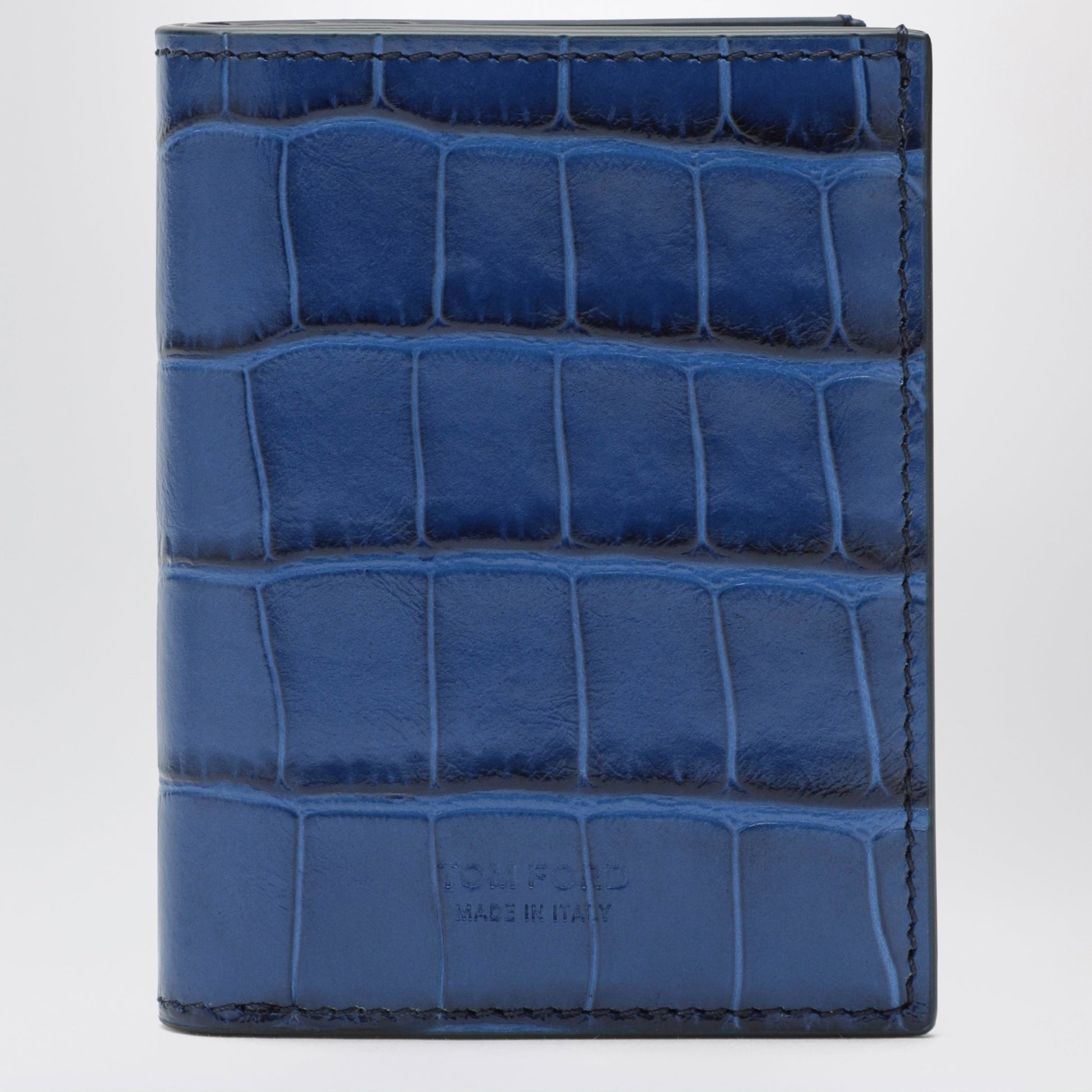Tom Ford Book-Style Card Holder In Glossy Crocodile-Effect Leather Men TOM FORD