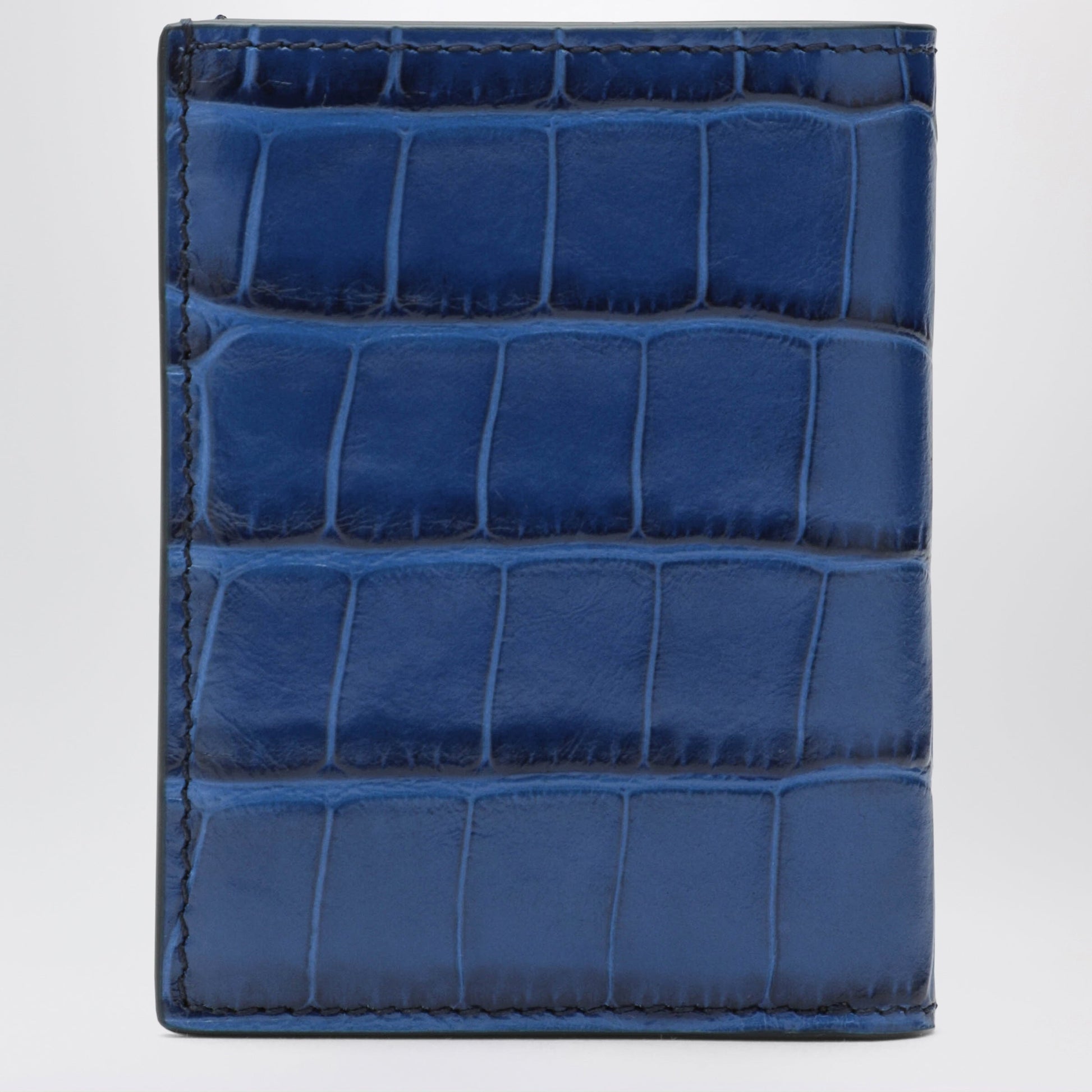 Tom Ford Book-Style Card Holder In Glossy Crocodile-Effect Leather Men TOM FORD