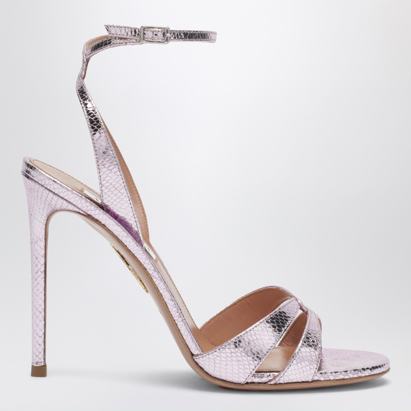 Aquazzura You And I Sandals In Light Blue Metallic Leather Women AQUAZZURA