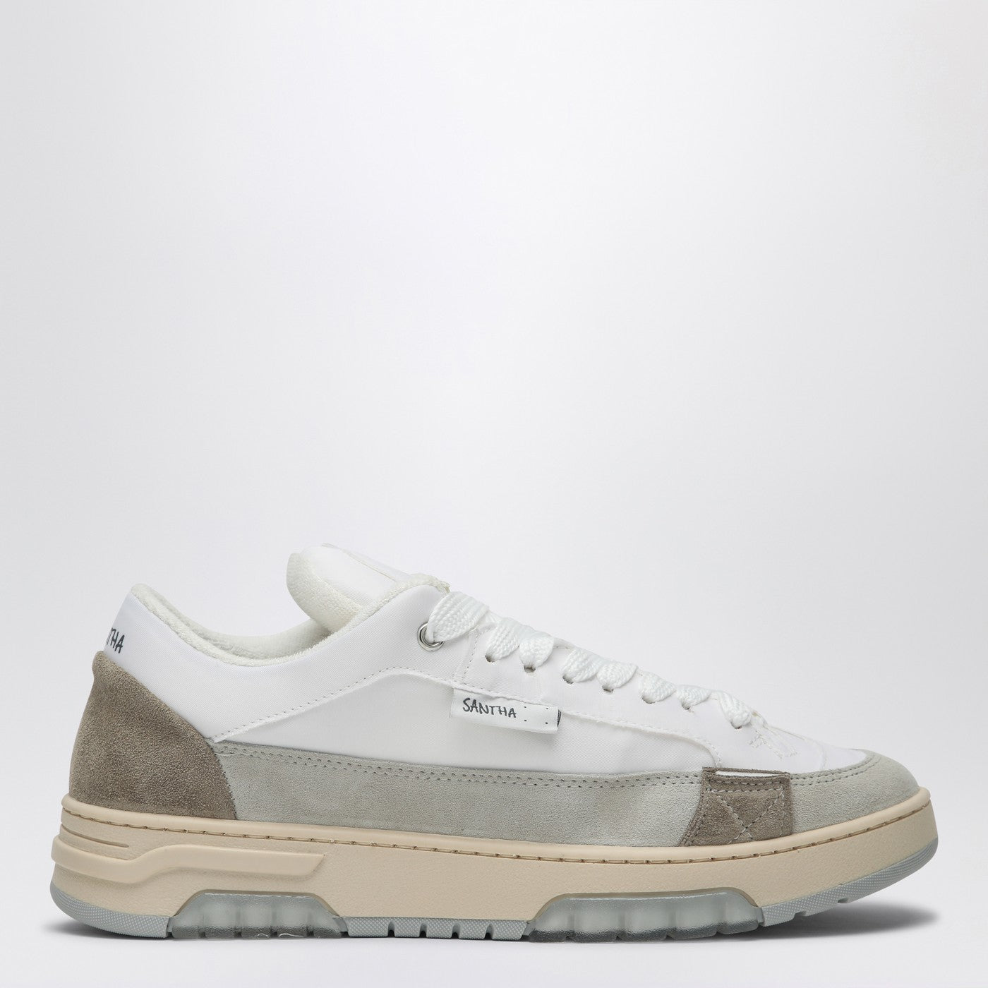 Santha White/Grey Colour-Block Sneakers Men Santha