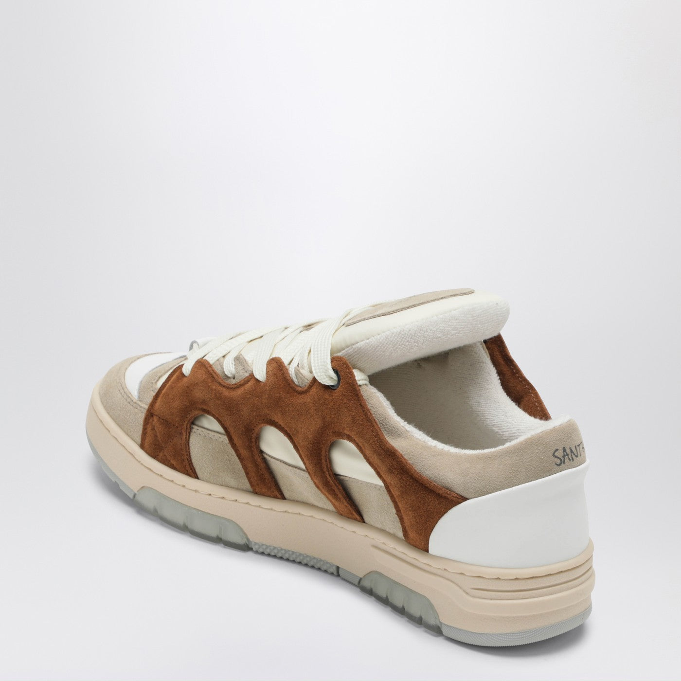 Santha Cream/Brown Mesh And Suede Model 1 Sneakers Men Santha