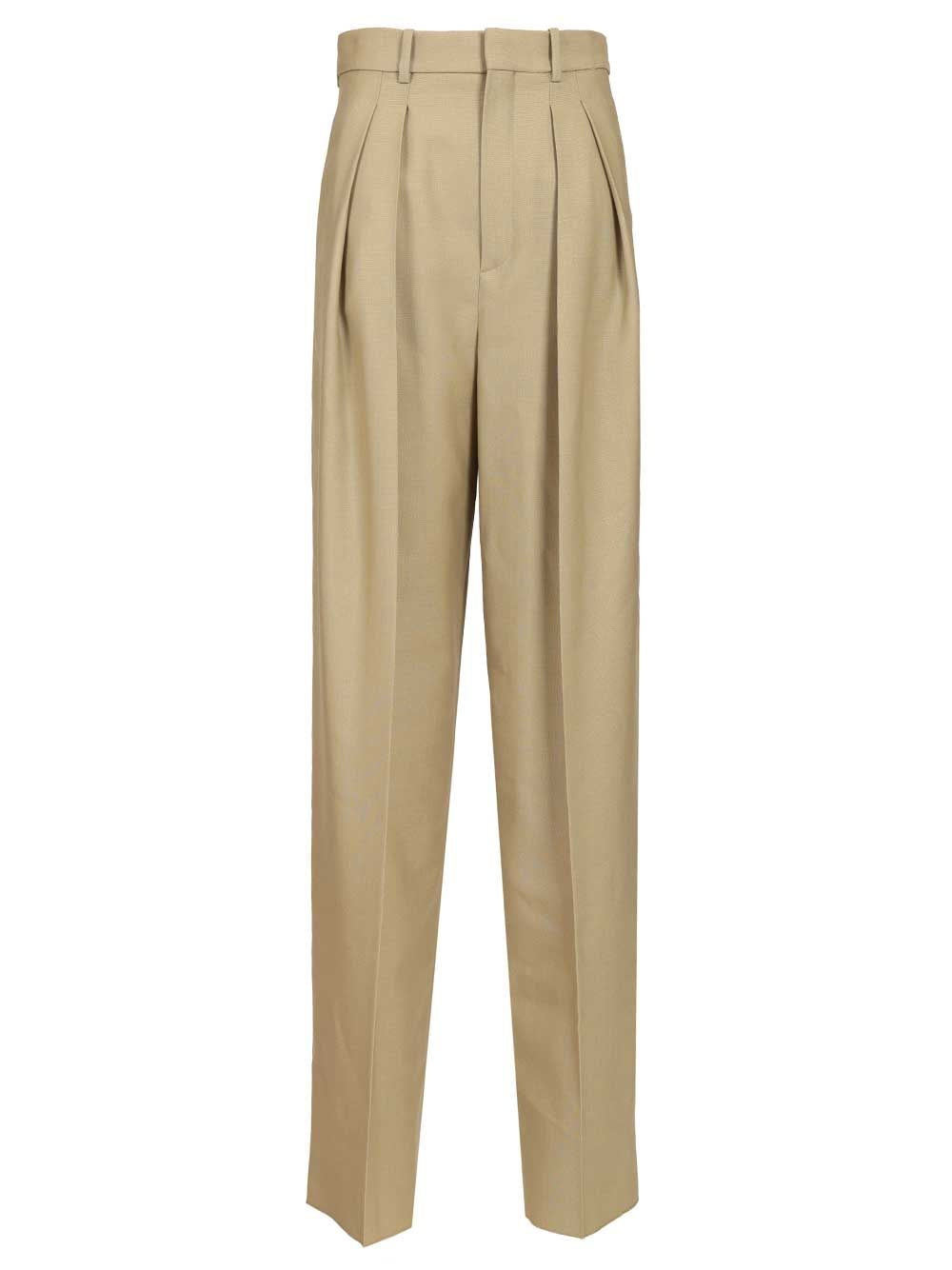Saint Laurent Women Wool And Silk Canvas Trousers SAINT LAURENT