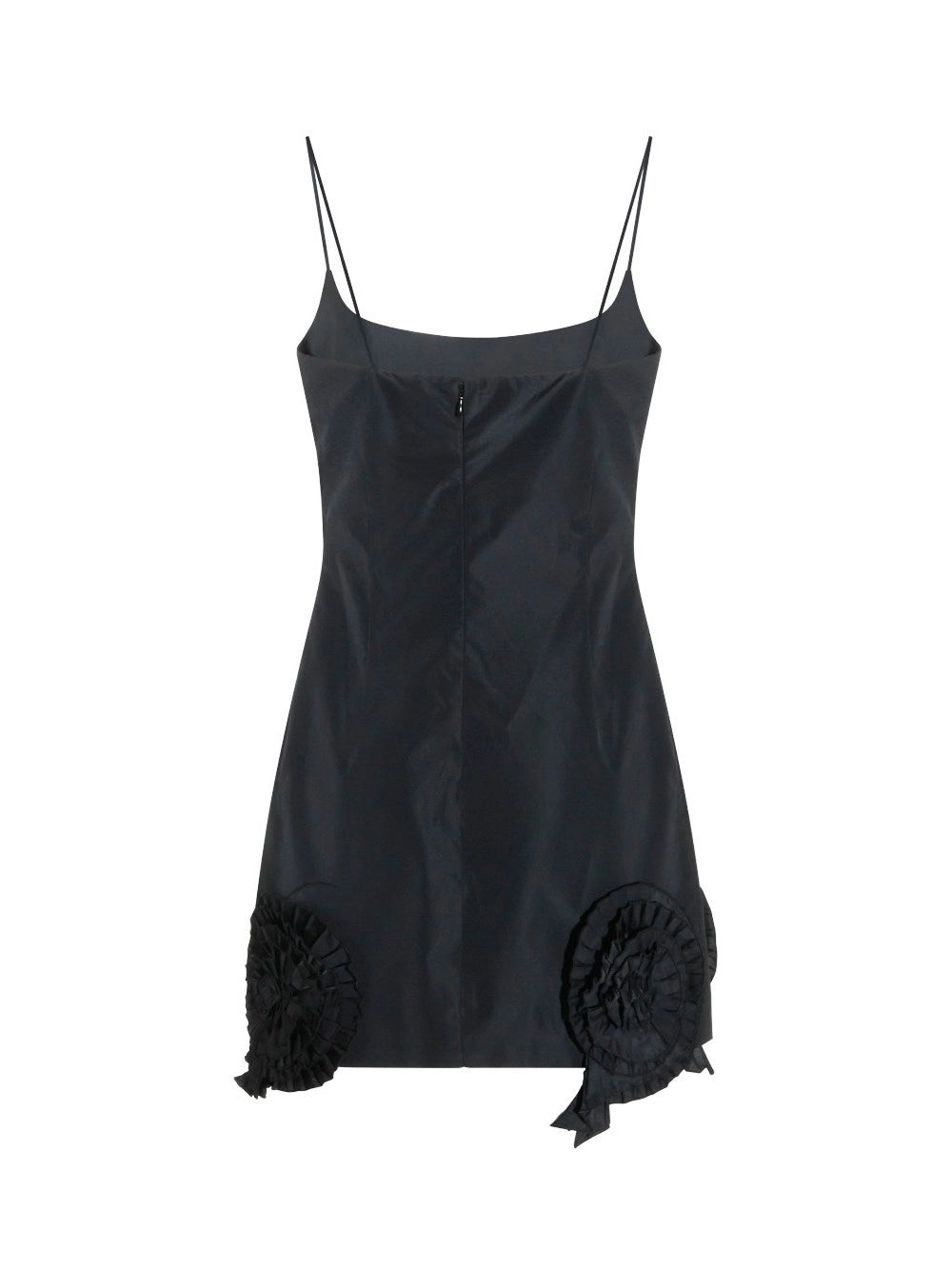 Blumarine Women Short Taffeta Dress With Pleated Roses BLUMARINE