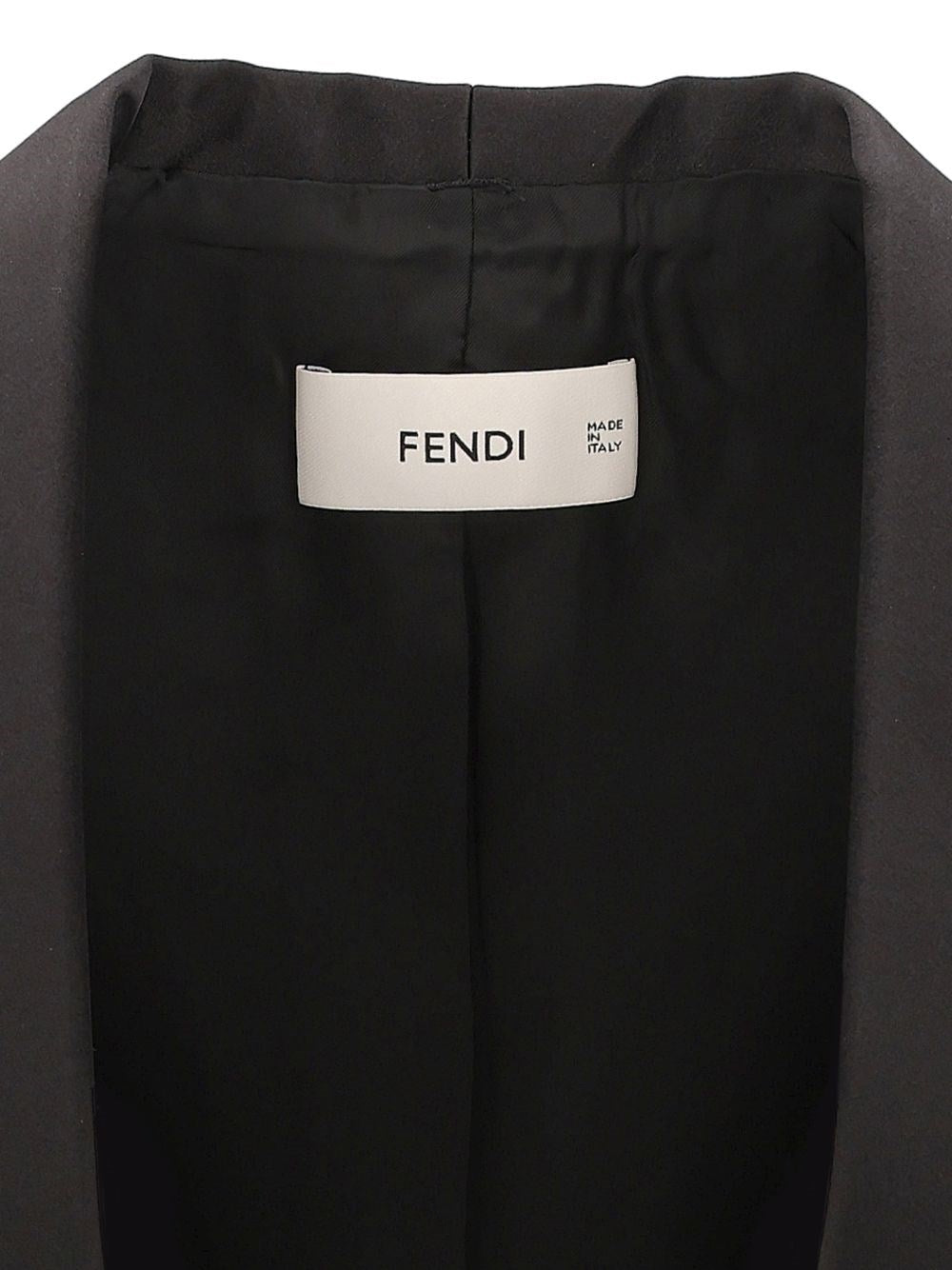 Fendi Women Blazer In Black Grain De Poudre.