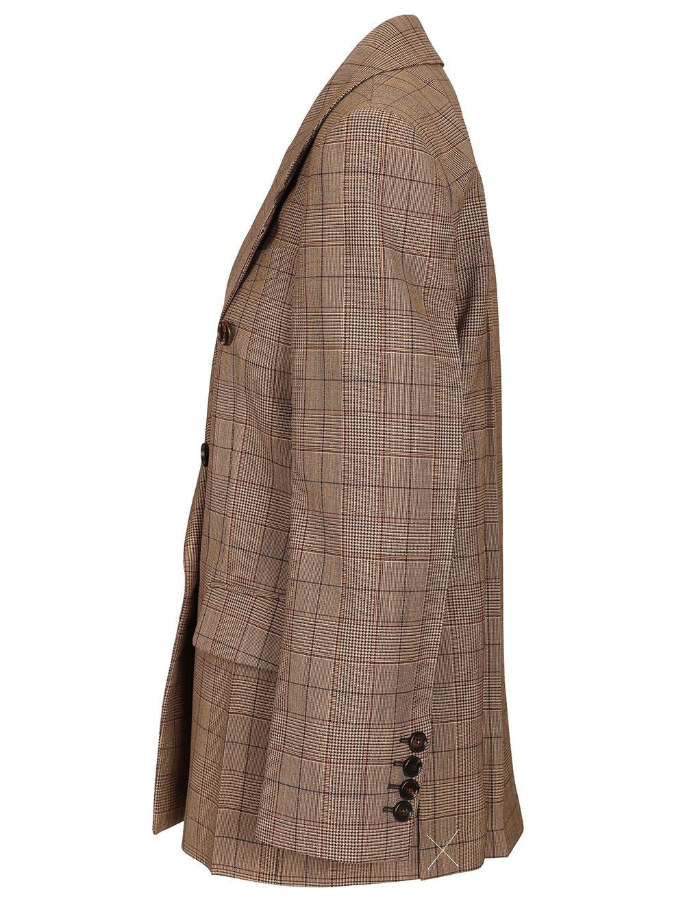 Chloe' Women Tailored Double-Breasted Checked Wool Jacket CHLOE