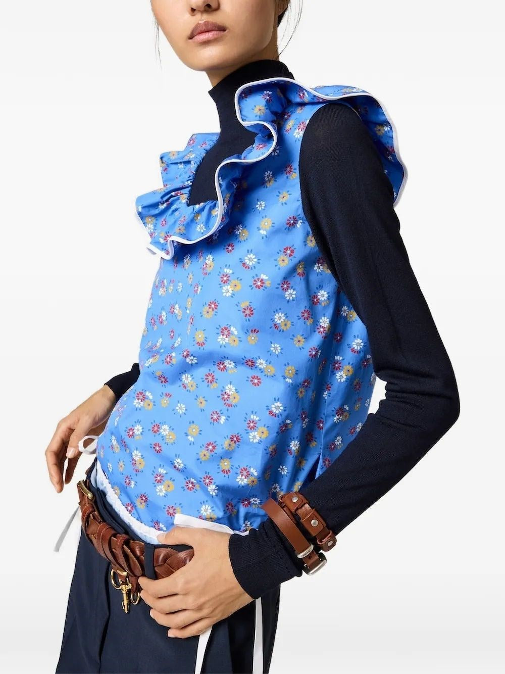 Miu Miu Women Poplin And Wool Sweater MIU MIU