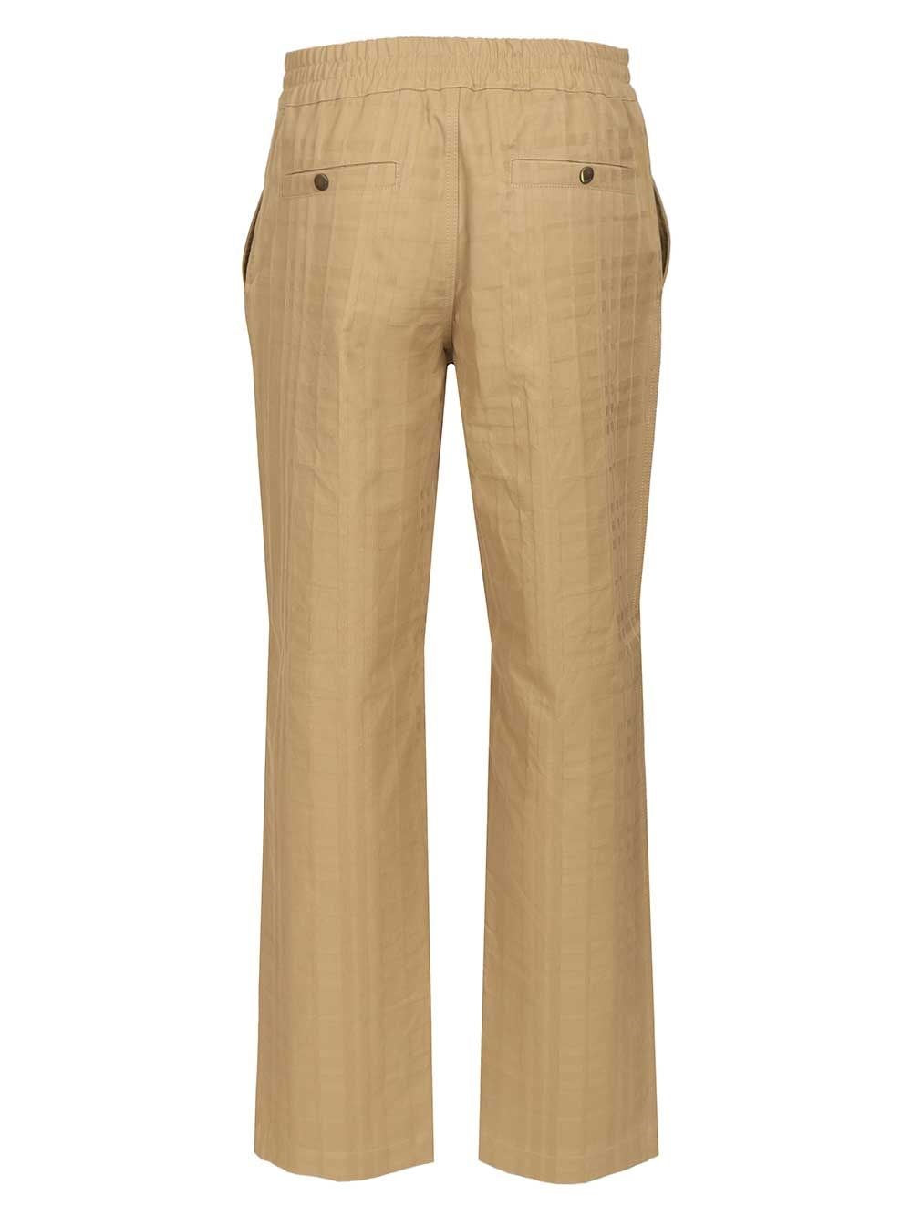 Burberry Men Textured Check Cotton Trousers BURBERRY