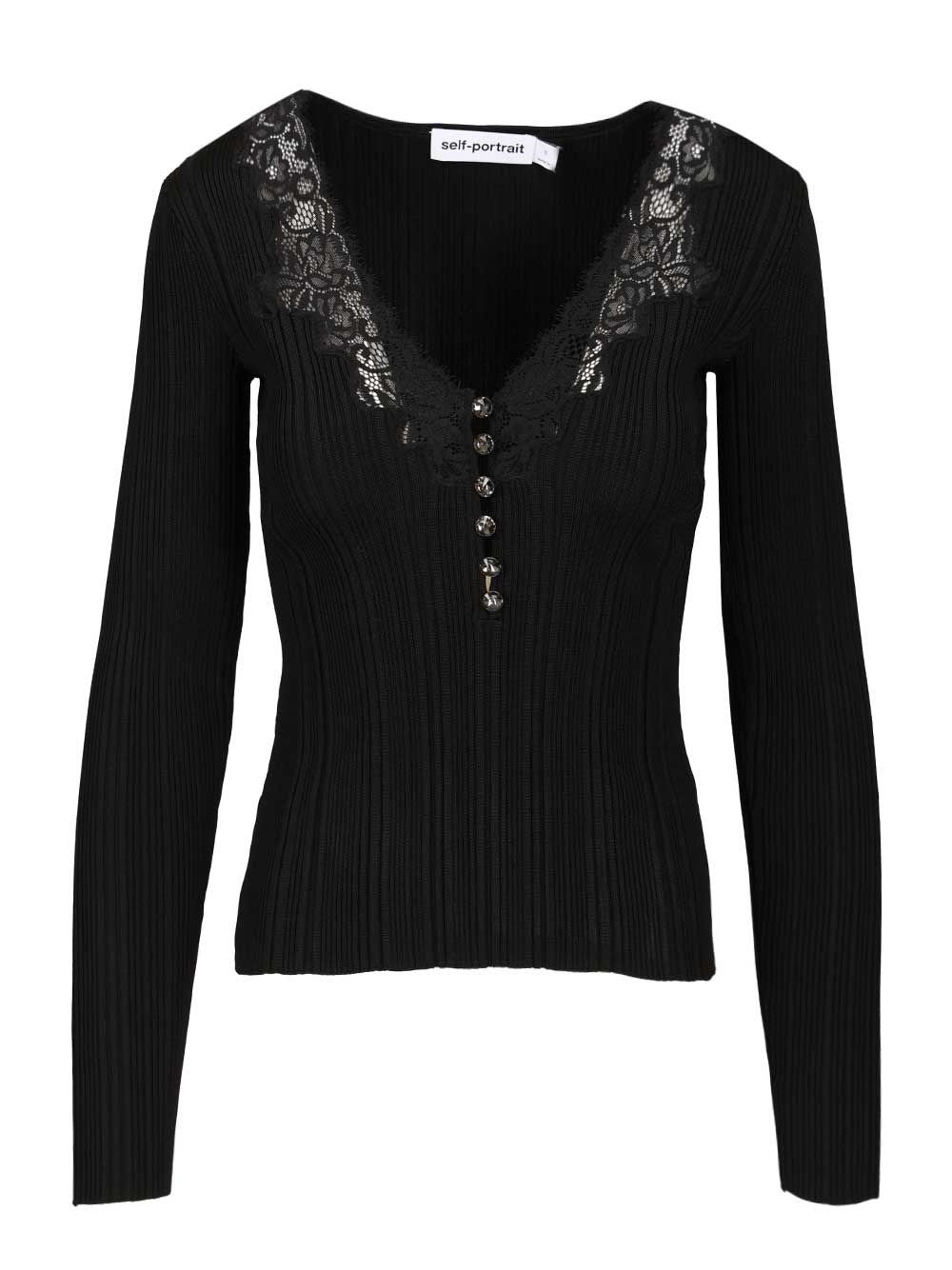 Self-Portrait Women Knitted Top With Lace SELF-PORTRAIT