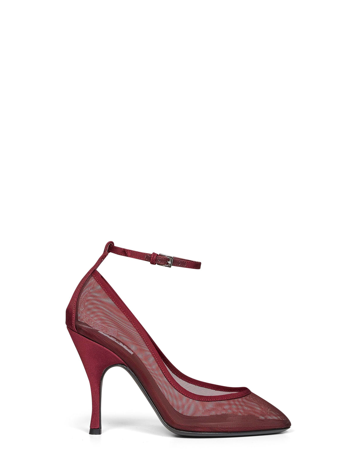 Alaïa Women Burgundy Mesh Strappy Pumps ALAIA